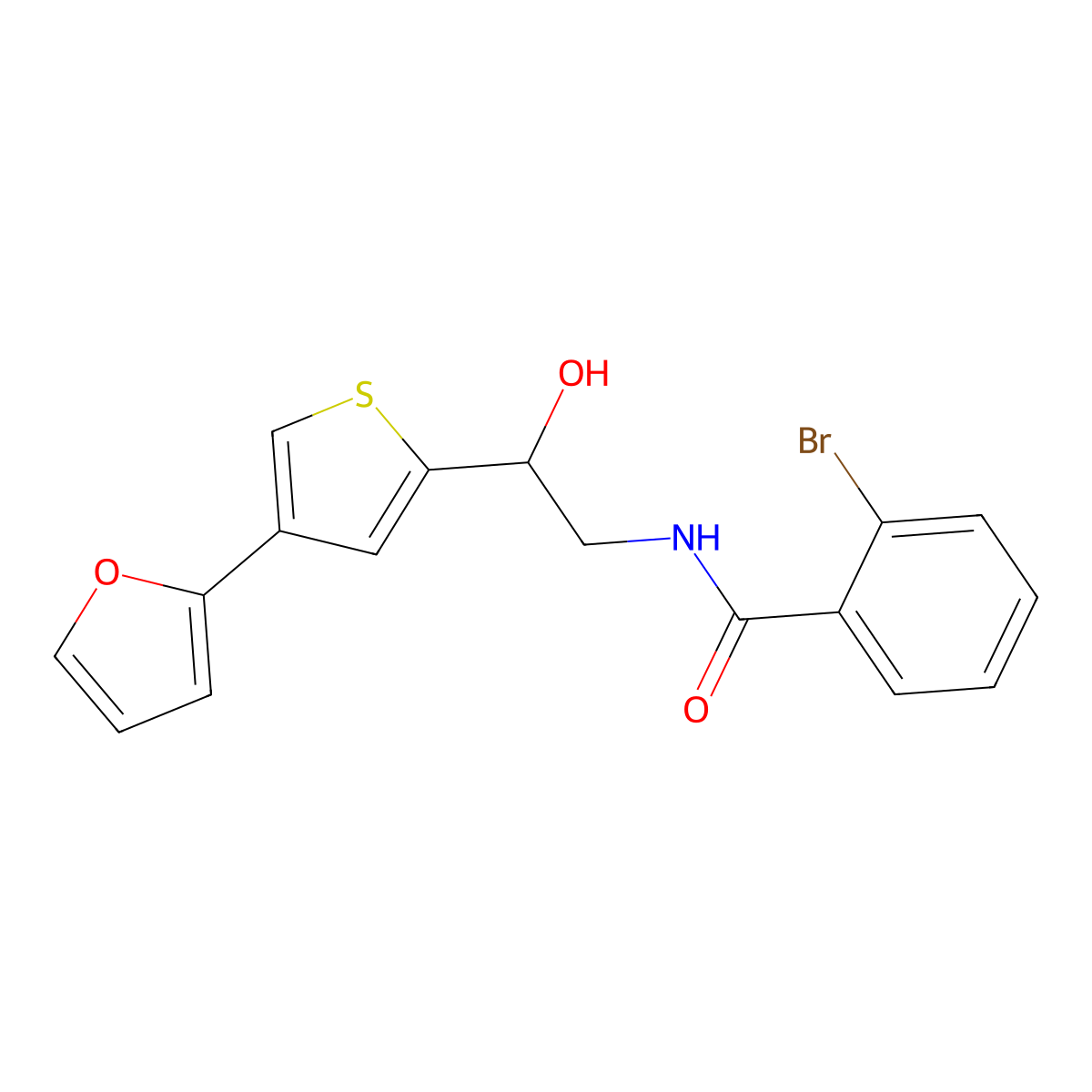 2-bromo-N-{2-[4-(furan-2-yl)thiophen-2-yl]-2-hydroxyethyl}benzamide molecular structure, CAS 2379994-87-1