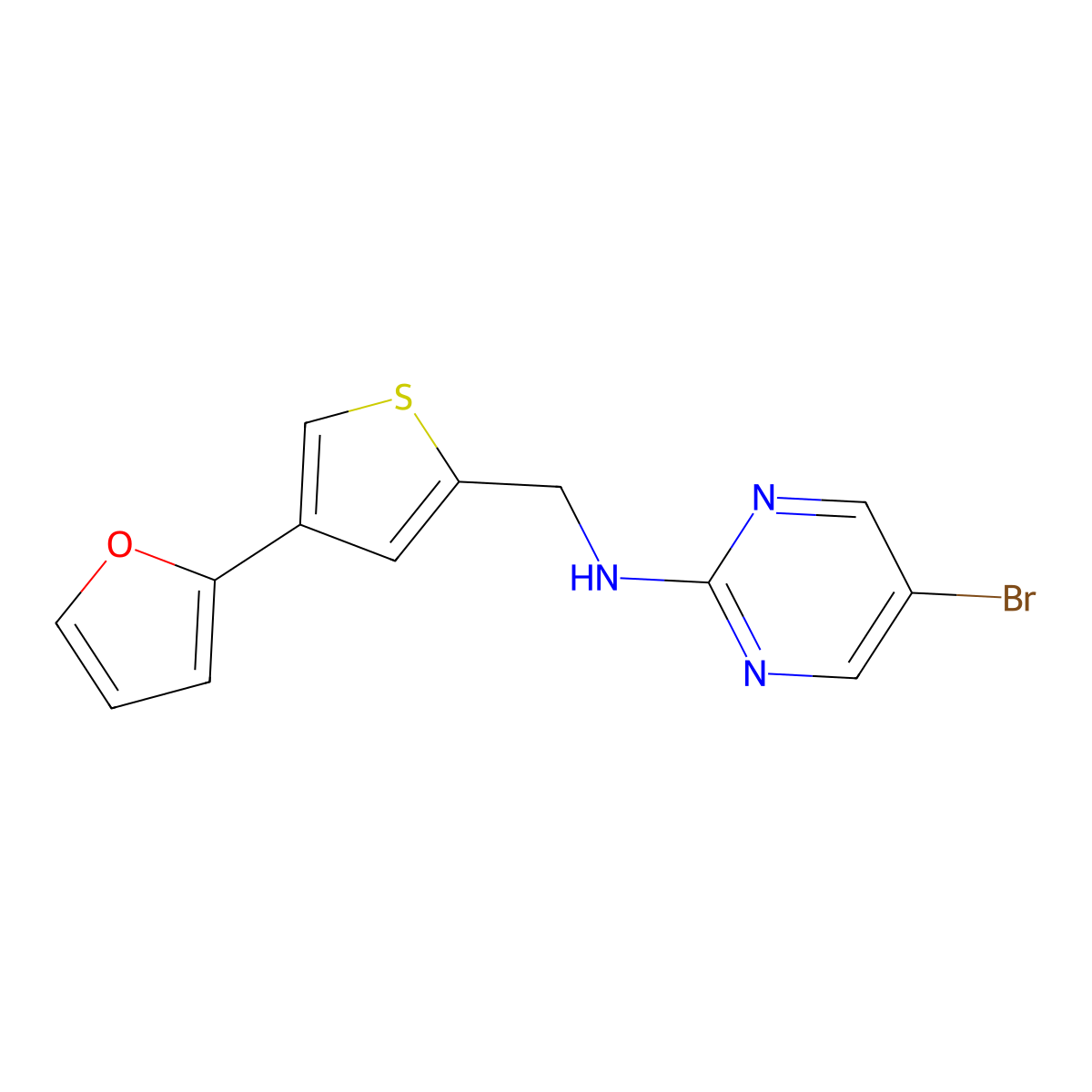 5-bromo-N-{[4-(furan-2-yl)thiophen-2-yl]methyl}pyrimidin-2-amine molecular structure, CAS 2379994-97-3