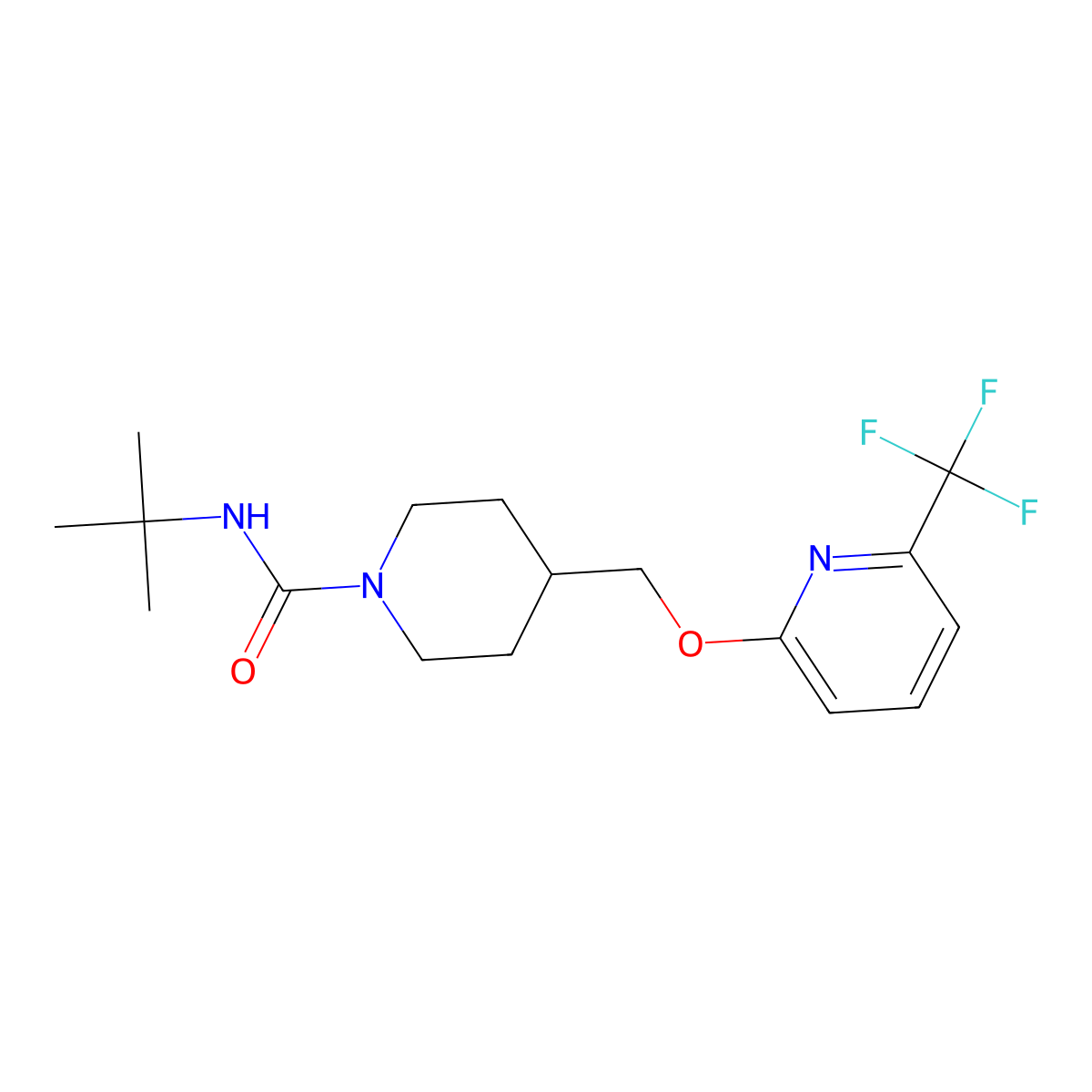 N-tert-butyl-4-({[6-(trifluoromethyl)pyridin-2-yl]oxy}methyl)piperidine-1-carboxamide molecular structure, CAS 2379994-99-5