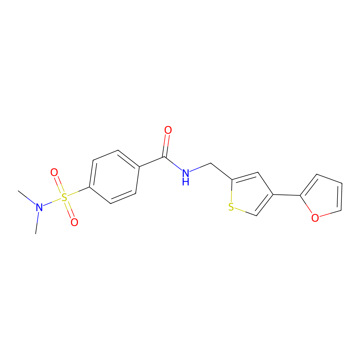 4-(dimethylsulfamoyl)-N-{[4-(furan-2-yl)thiophen-2-yl]methyl}benzamide molecular structure, CAS 2379995-02-3