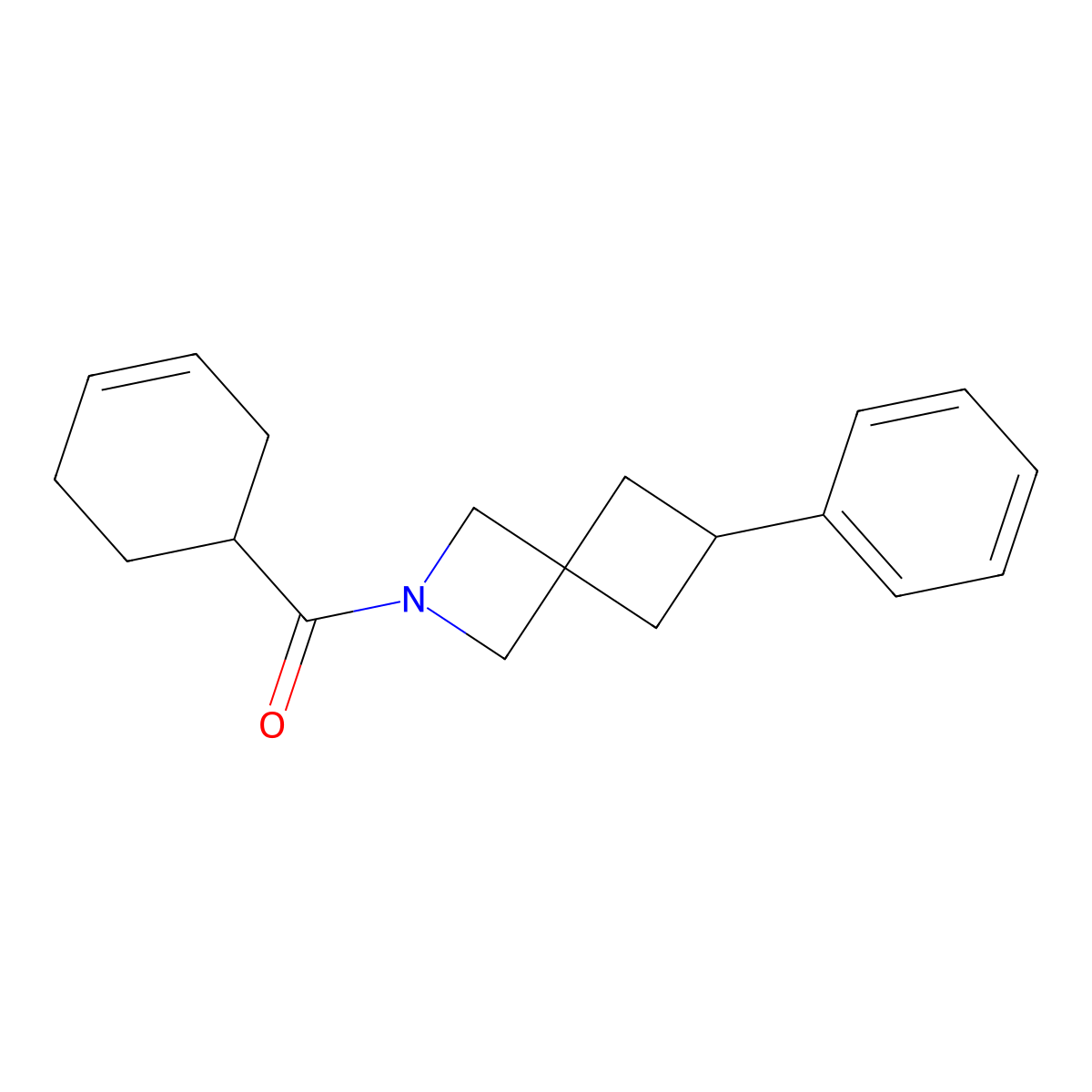 2-(Cyclohex-3-ene-1-carbonyl)-6-phenyl-2-azaspiro[3.3]heptane molecular structure, CAS 2379995-03-4