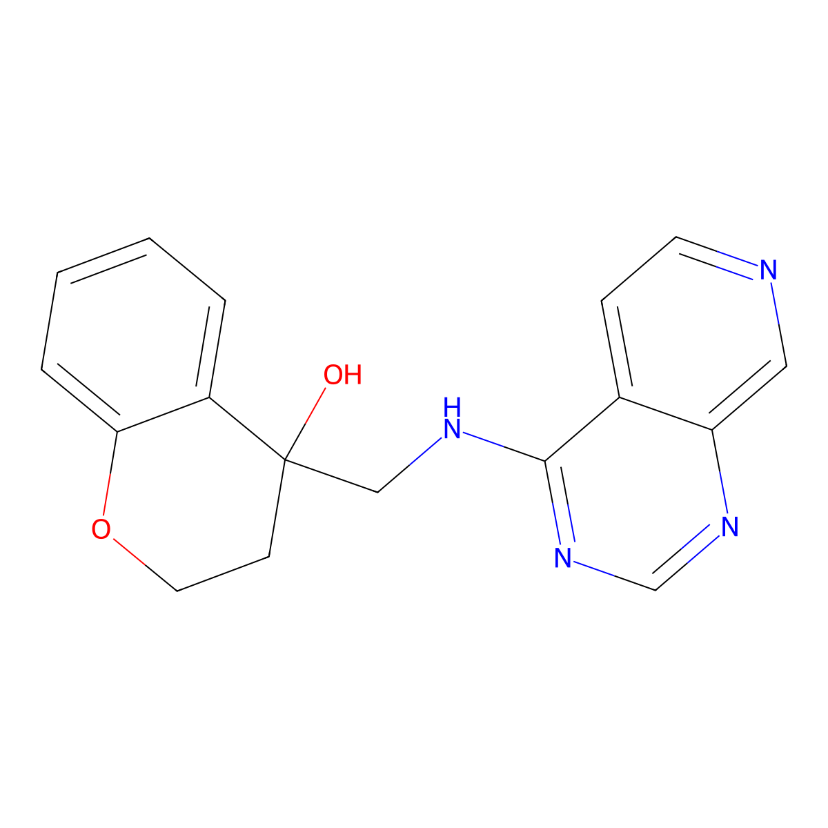 4-[({pyrido[3,4-d]pyrimidin-4-yl}amino)methyl]-3,4-dihydro-2H-1-benzopyran-4-ol molecular structure, CAS 2379995-05-6