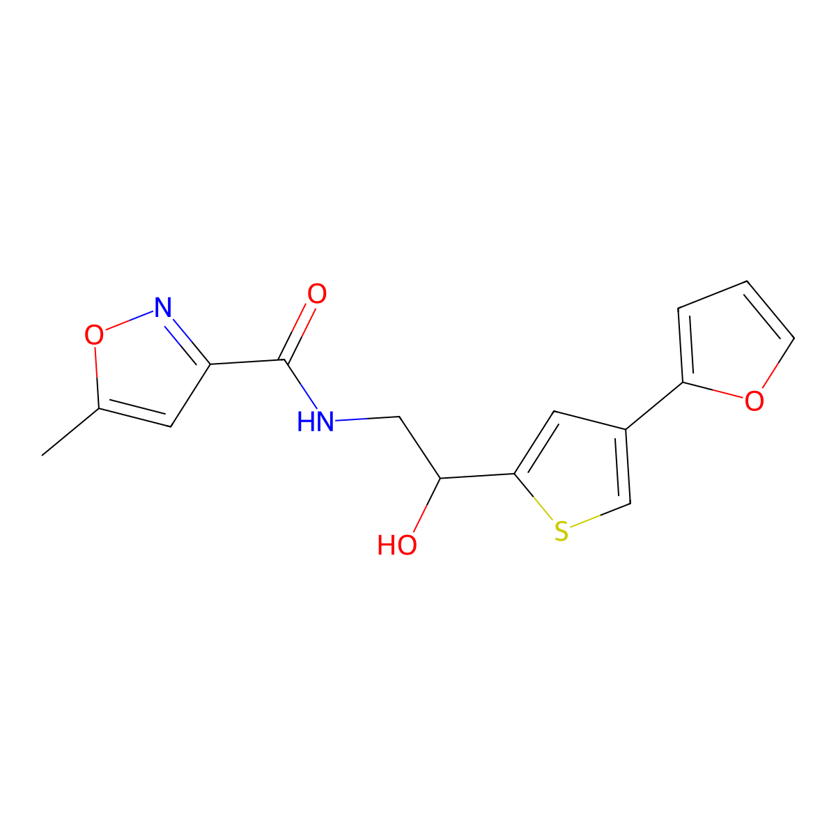 N-{2-[4-(furan-2-yl)thiophen-2-yl]-2-hydroxyethyl}-5-methyl-1,2-oxazole-3-carboxamide molecular structure, CAS 2379995-06-7