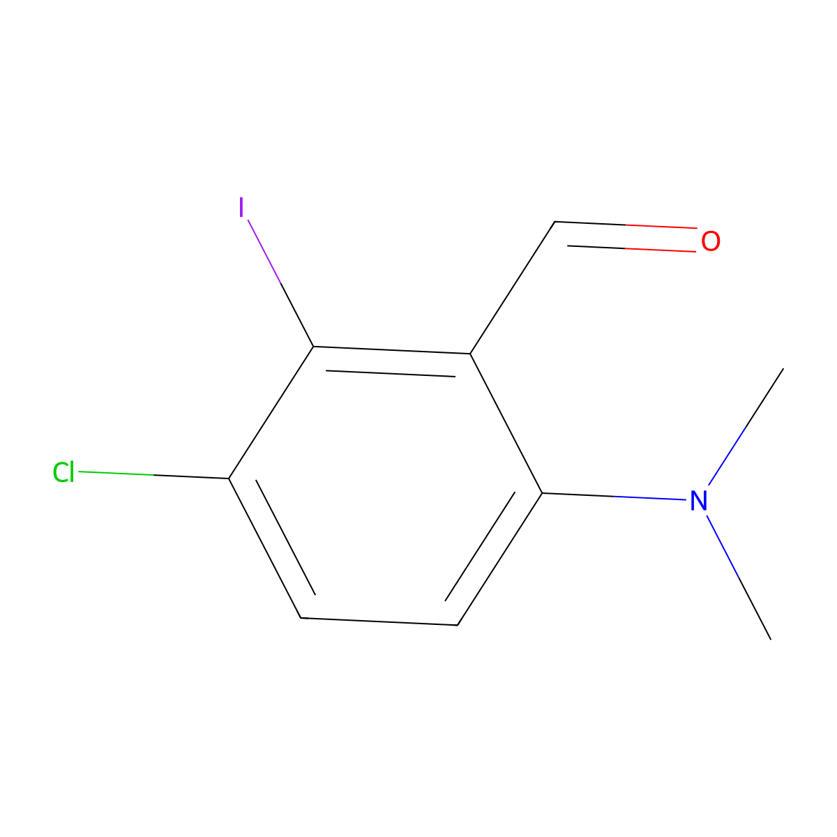 3-Chloro-6-(dimethylamino)-2-iodobenzaldehyde molecular structure, CAS 2379995-08-9
