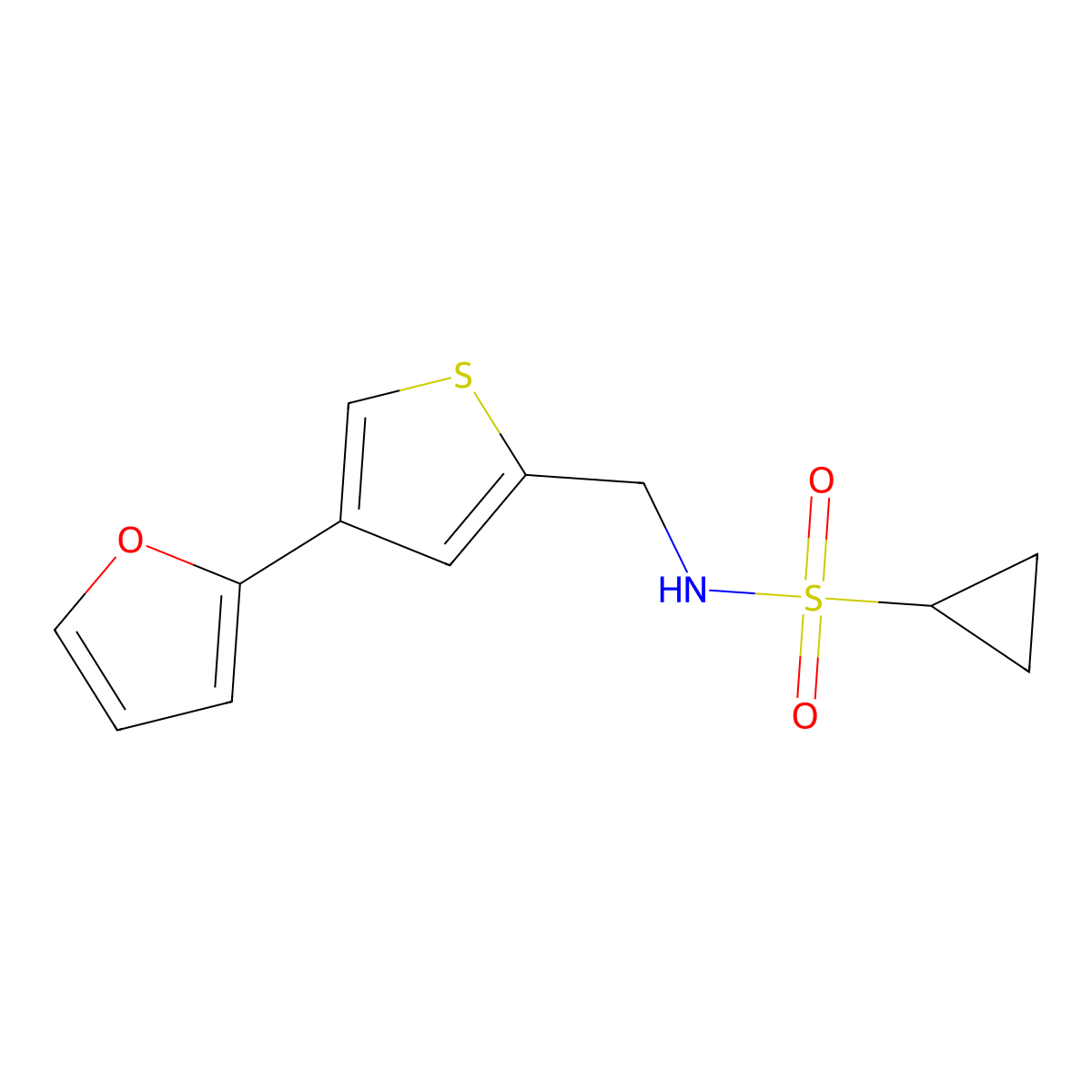 N-{[4-(furan-2-yl)thiophen-2-yl]methyl}cyclopropanesulfonamide molecular structure, CAS 2379995-09-0