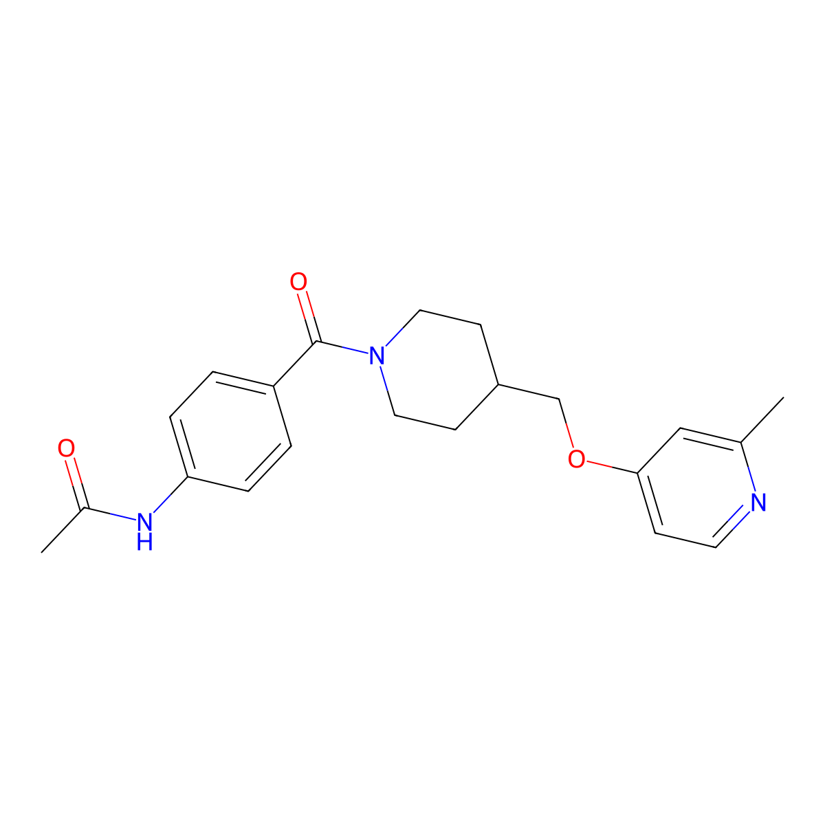 N-[4-(4-{[(2-methylpyridin-4-yl)oxy]methyl}piperidine-1-carbonyl)phenyl]acetamide molecular structure, CAS 2379995-15-8