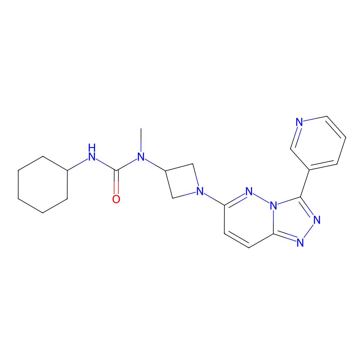 1-Cyclohexyl-3-methyl-3-{1-[3-(pyridin-3-yl)-[1,2,4]triazolo[4,3-b]pyridazin-6-yl]azetidin-3-yl}urea molecular structure, CAS 2379995-16-9