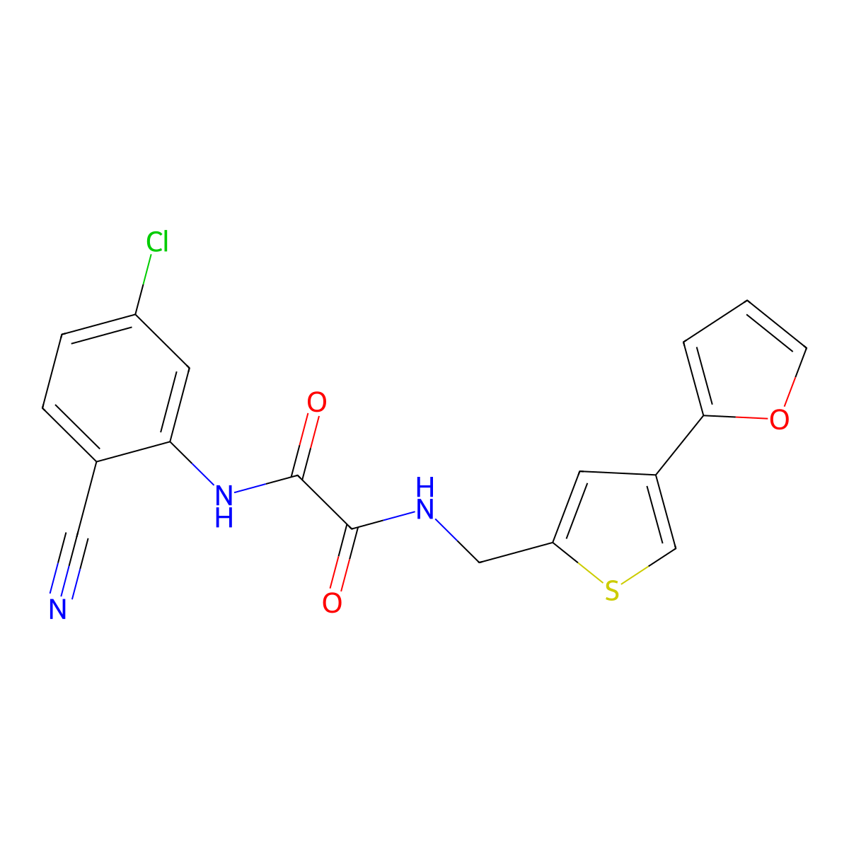 N'-(5-Chloro-2-cyanophenyl)-N-[[4-(furan-2-yl)thiophen-2-yl]methyl]oxamide molecular structure, CAS 2379995-22-7