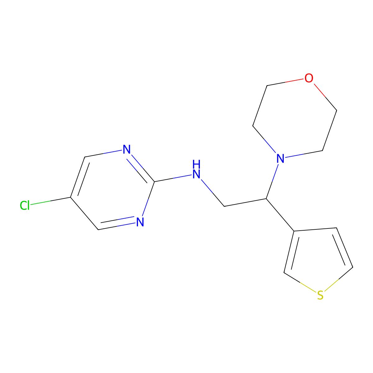 5-chloro-N-[2-(morpholin-4-yl)-2-(thiophen-3-yl)ethyl]pyrimidin-2-amine molecular structure, CAS 2379995-24-9
