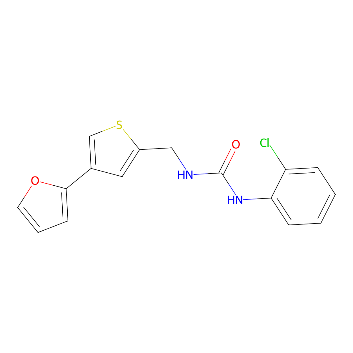 1-(2-Chlorophenyl)-3-{[4-(furan-2-yl)thiophen-2-yl]methyl}urea molecular structure, CAS 2379995-30-7