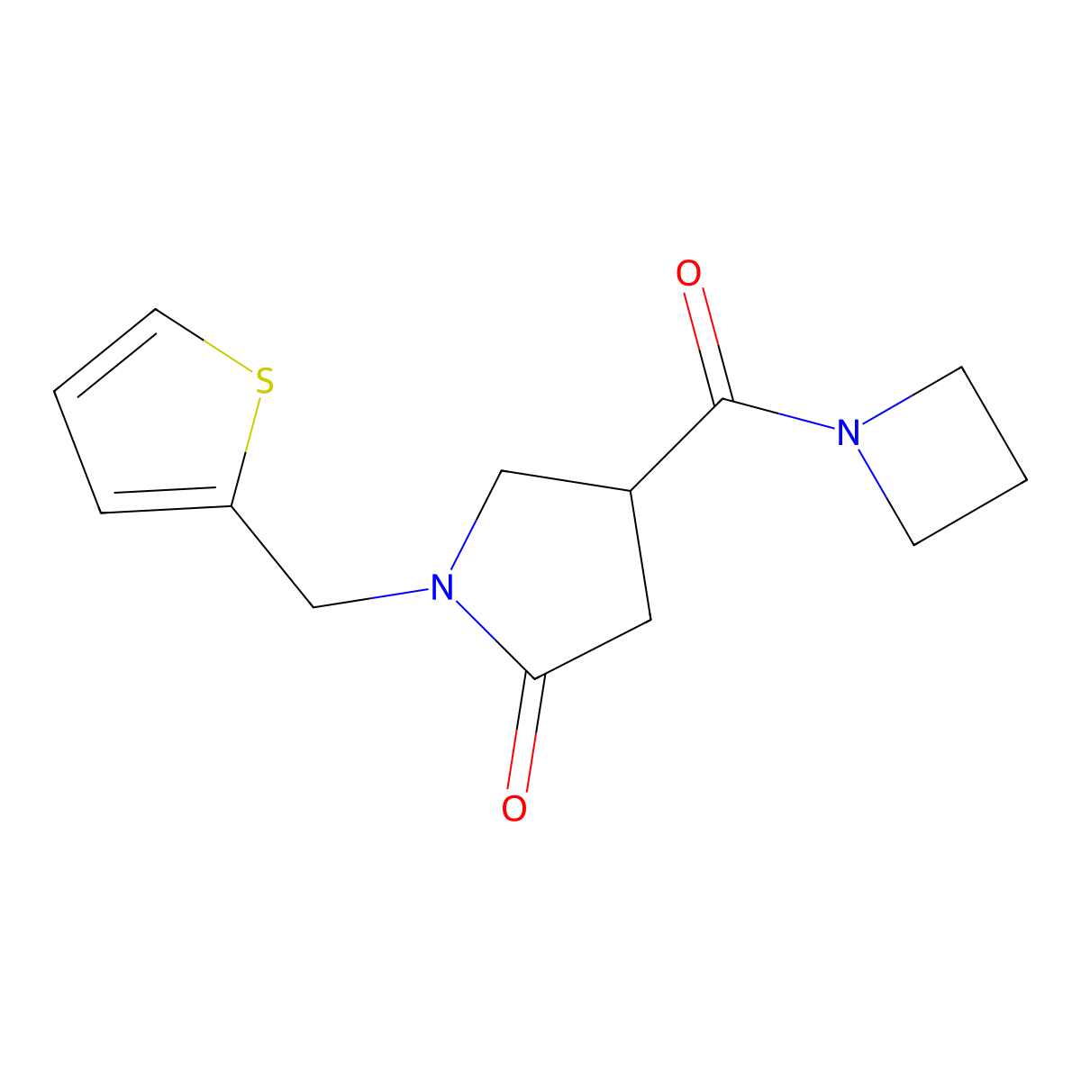 4-(Azetidine-1-carbonyl)-1-[(thiophen-2-yl)methyl]pyrrolidin-2-one molecular structure, CAS 2379995-31-8