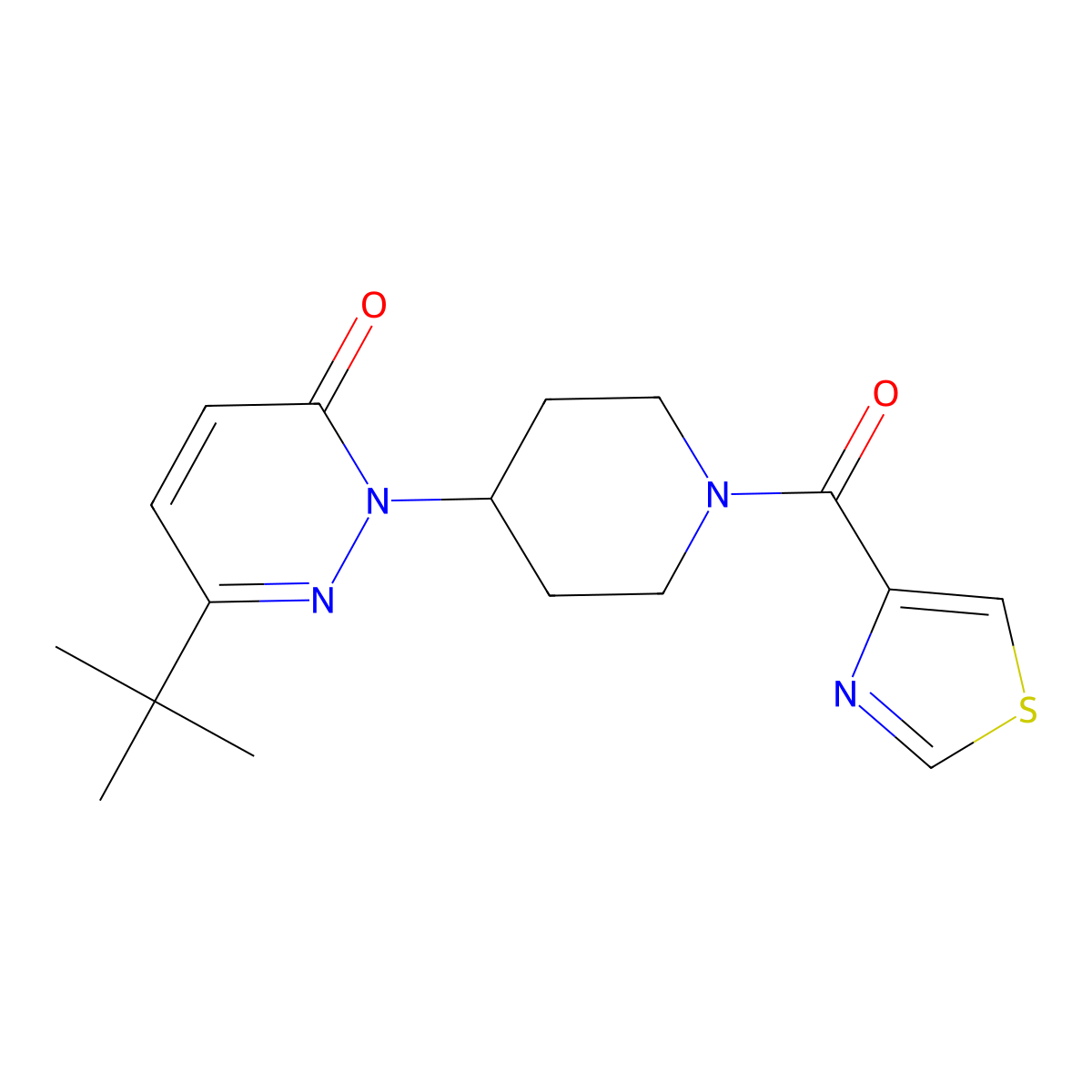 6-Tert-butyl-2-[1-(1,3-thiazole-4-carbonyl)piperidin-4-yl]-2,3-dihydropyridazin-3-one molecular structure, CAS 2379995-32-9