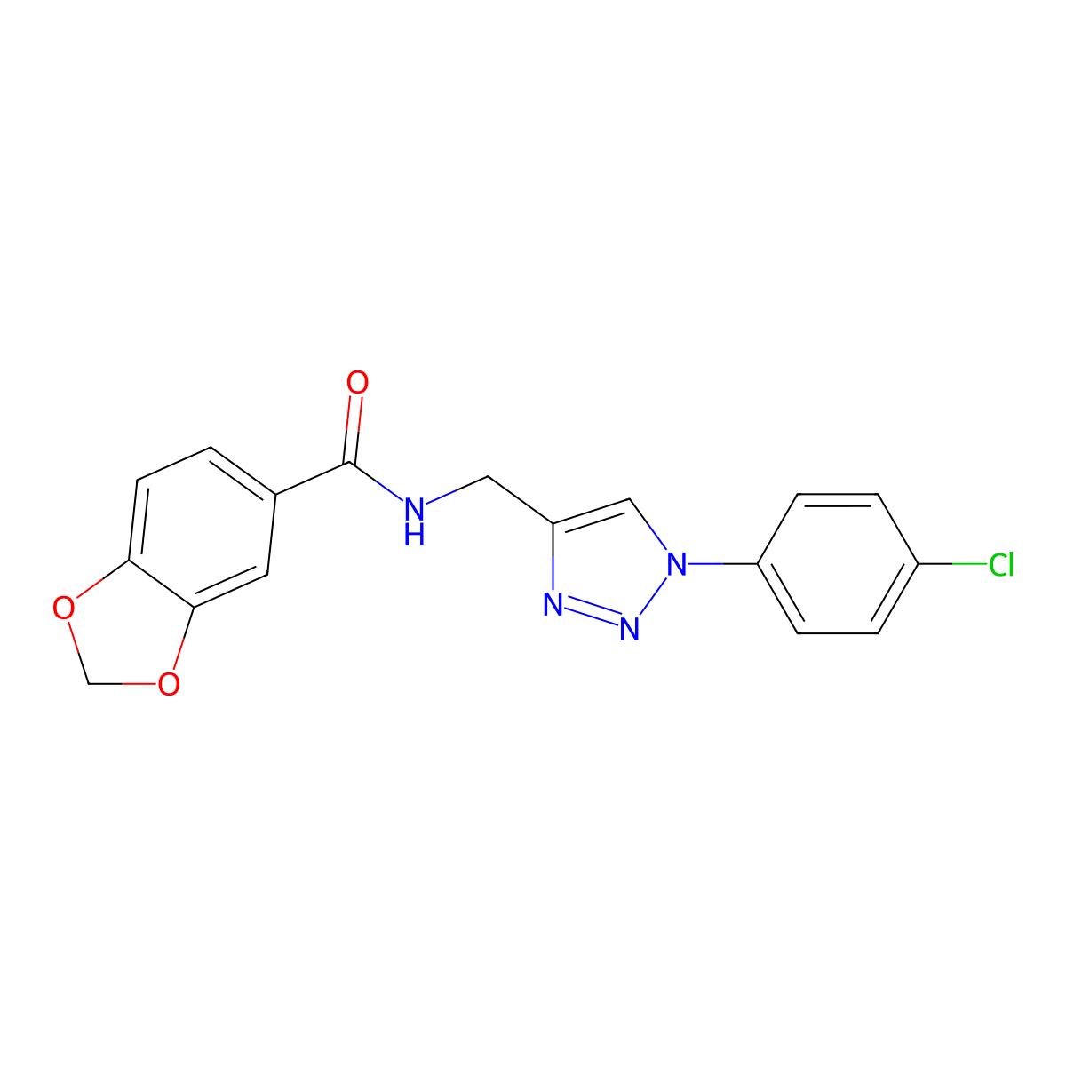 N-{[1-(4-chlorophenyl)-1H-1,2,3-triazol-4-yl]methyl}-2H-1,3-benzodioxole-5-carboxamide molecular structure, CAS 2379995-34-1