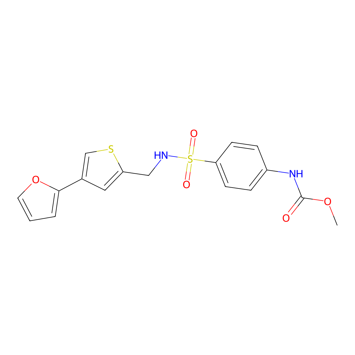 methyl N-[4-({[4-(furan-2-yl)thiophen-2-yl]methyl}sulfamoyl)phenyl]carbamate molecular structure, CAS 2379995-35-2