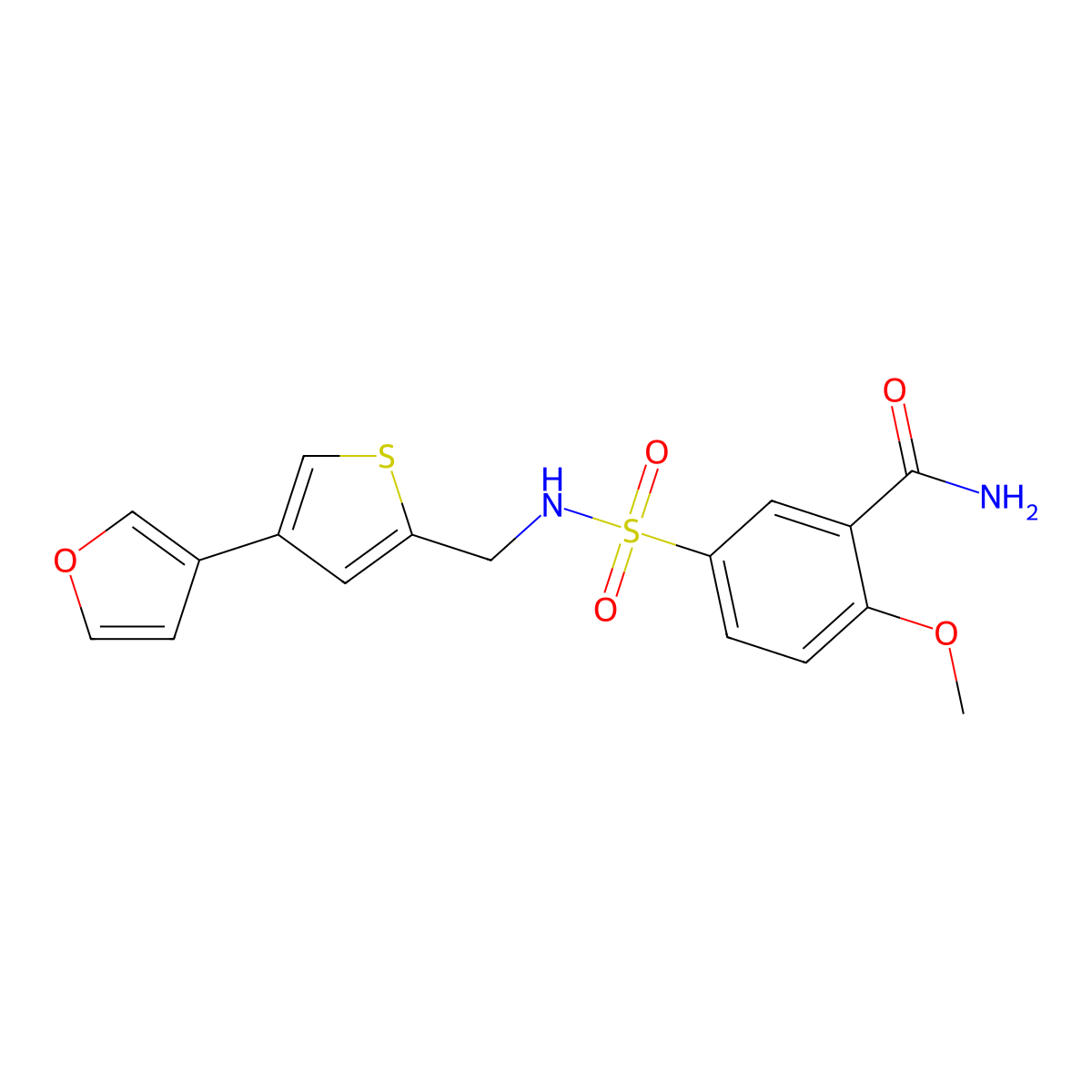 5-({[4-(Furan-3-yl)thiophen-2-yl]methyl}sulfamoyl)-2-methoxybenzamide molecular structure, CAS 2379995-41-0