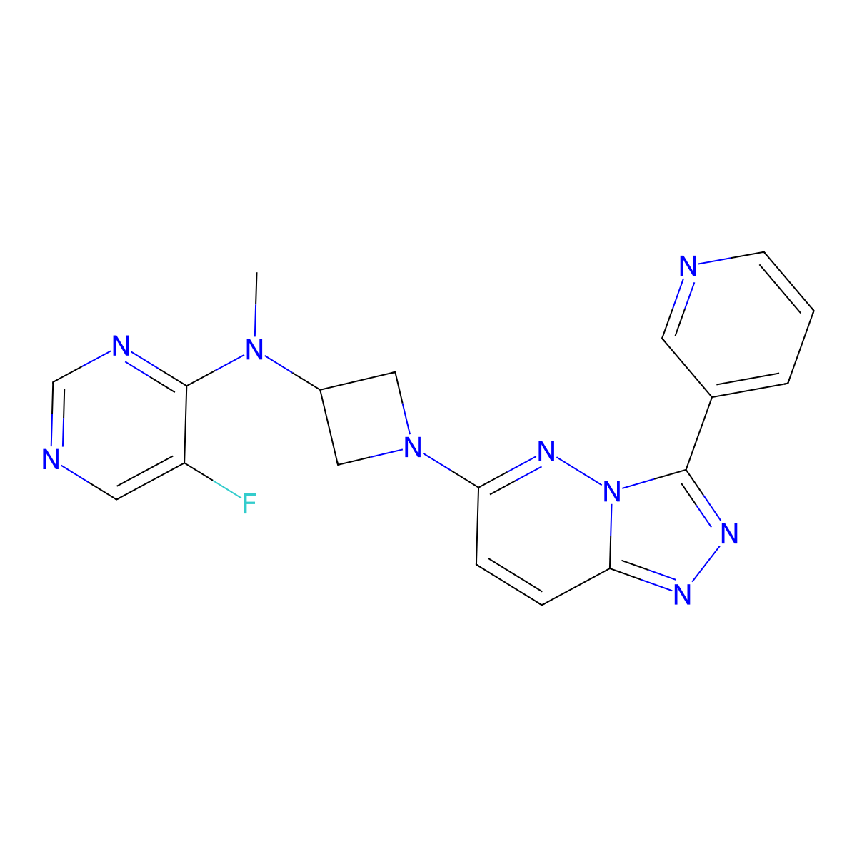 5-fluoro-N-methyl-N-{1-[3-(pyridin-3-yl)-[1,2,4]triazolo[4,3-b]pyridazin-6-yl]azetidin-3-yl}pyrimidin-4-amine molecular structure, CAS 2379995-42-1