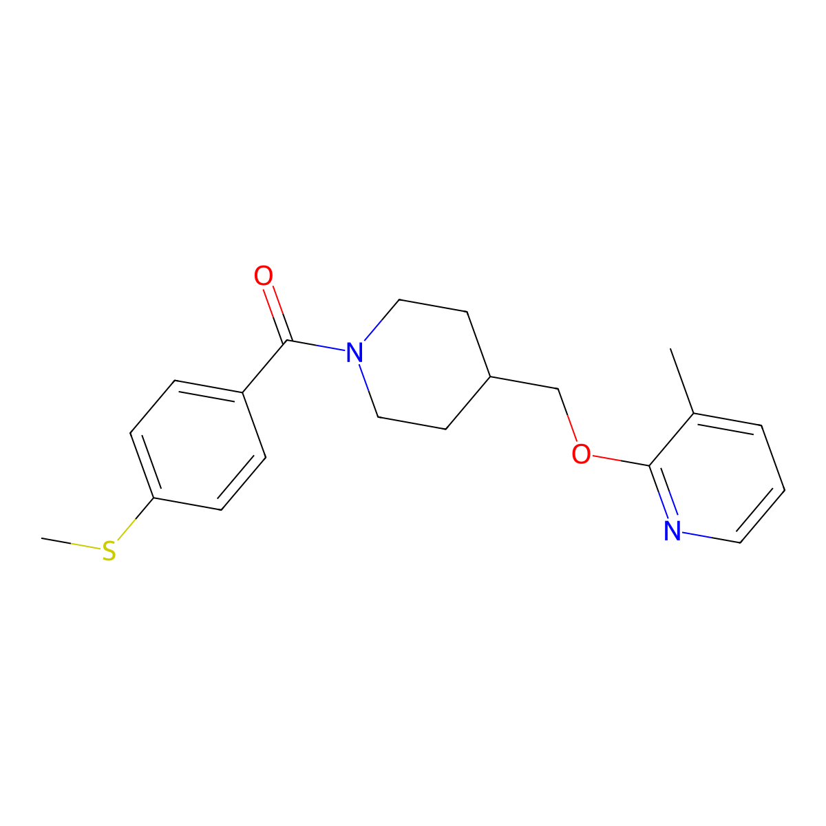 3-Methyl-2-({1-[4-(methylsulfanyl)benzoyl]piperidin-4-yl}methoxy)pyridine molecular structure, CAS 2379995-45-4