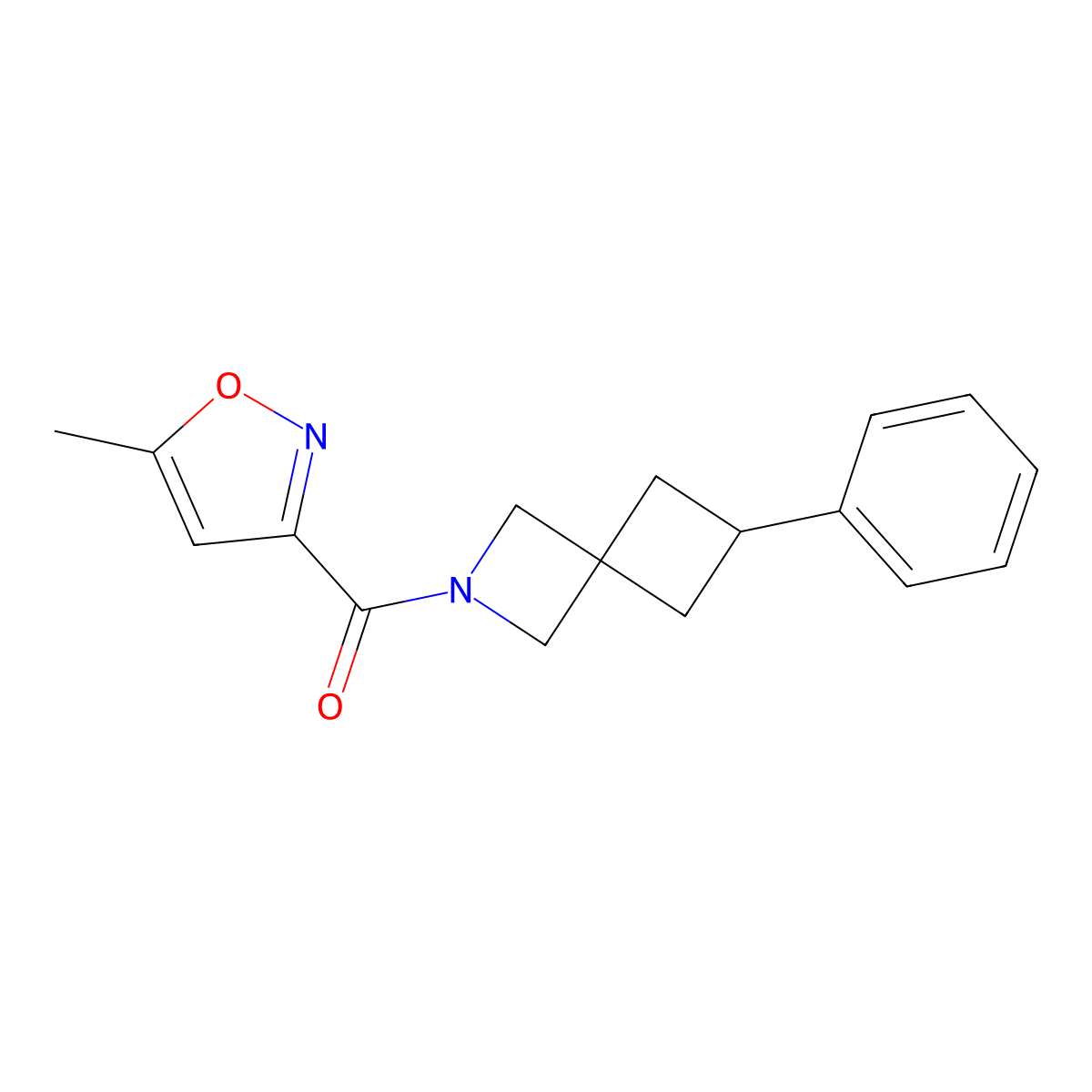 2-(5-Methyl-1,2-oxazole-3-carbonyl)-6-phenyl-2-azaspiro[3.3]heptane molecular structure, CAS 2379995-58-9