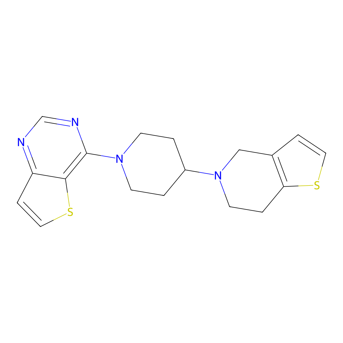 4-{4H,5H,6H,7H-thieno[3,2-c]pyridin-5-yl}-1-{thieno[3,2-d]pyrimidin-4-yl}piperidine molecular structure, CAS 2379995-67-0