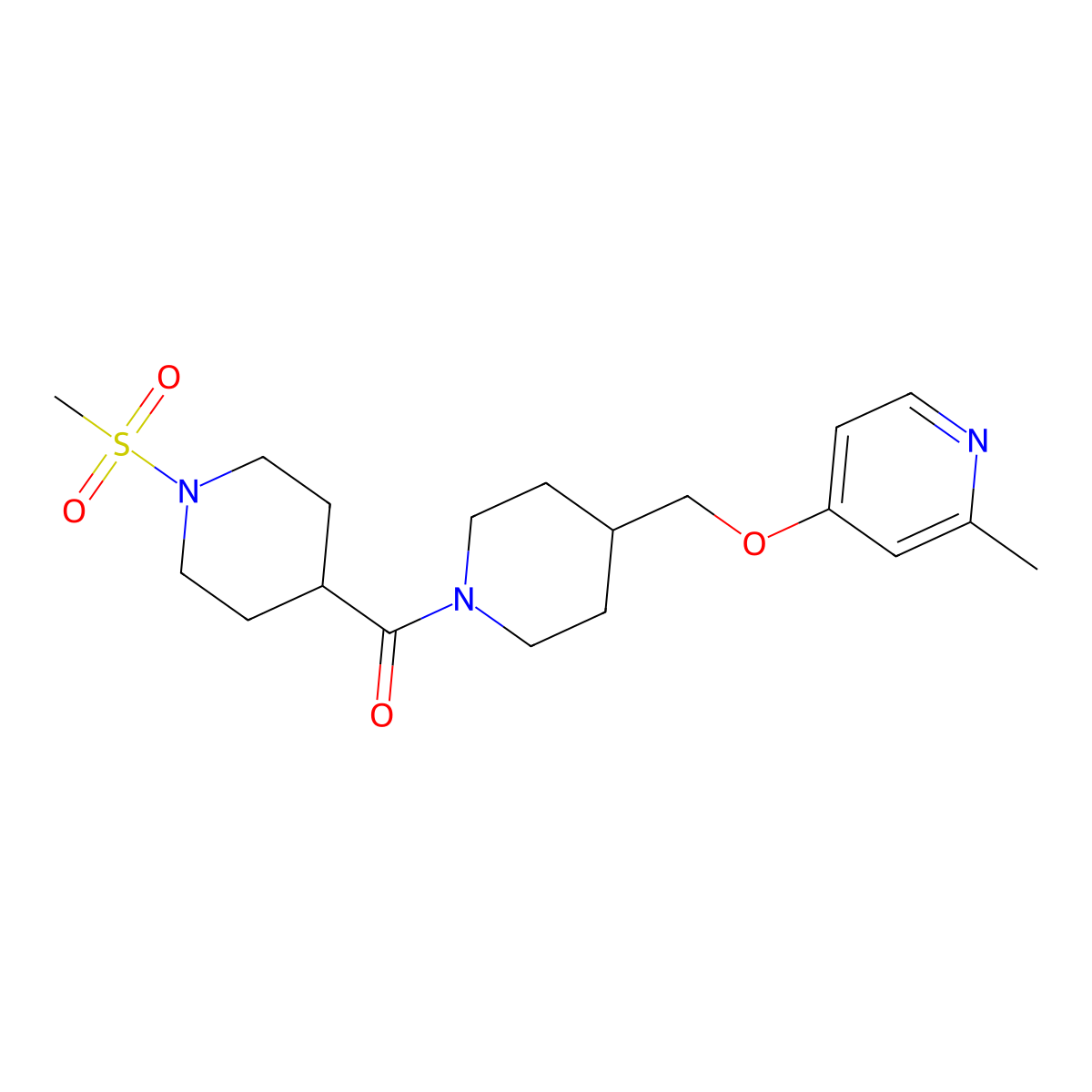 4-{[1-(1-Methanesulfonylpiperidine-4-carbonyl)piperidin-4-yl]methoxy}-2-methylpyridine molecular structure, CAS 2379995-68-1