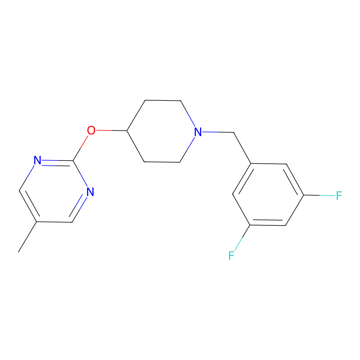 2-({1-[(3,5-Difluorophenyl)methyl]piperidin-4-yl}oxy)-5-methylpyrimidine molecular structure, CAS 2379995-75-0