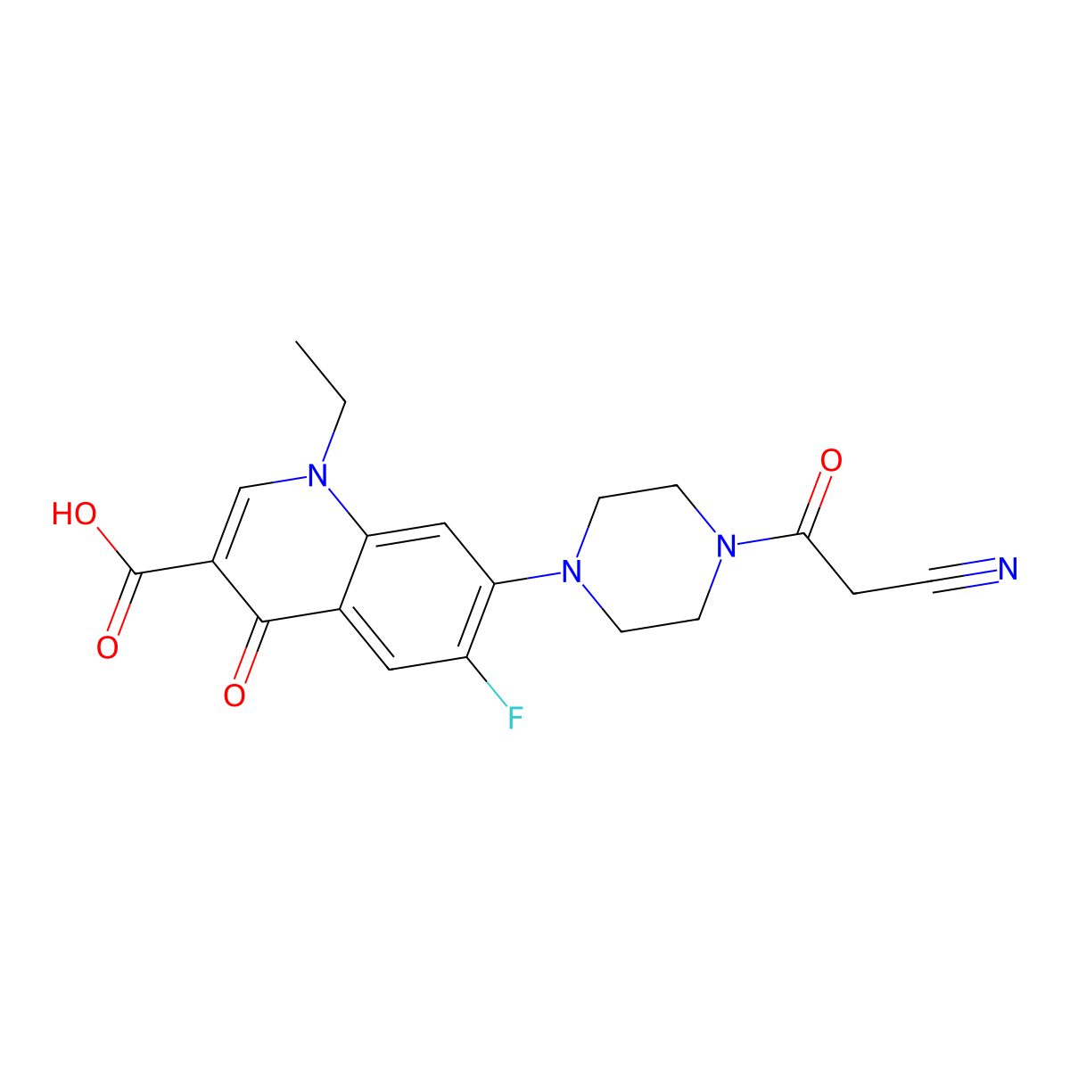 7-[4-(2-Cyanoacetyl)piperazin-1-yl]-1-ethyl-6-fluoro-4-oxo-1,4-dihydroquinoline-3-carboxylic acid molecular structure, CAS 2379995-76-1