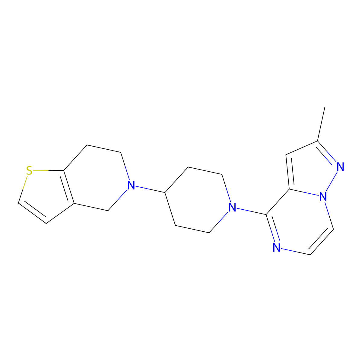 1-{2-methylpyrazolo[1,5-a]pyrazin-4-yl}-4-{4H,5H,6H,7H-thieno[3,2-c]pyridin-5-yl}piperidine molecular structure, CAS 2379995-79-4
