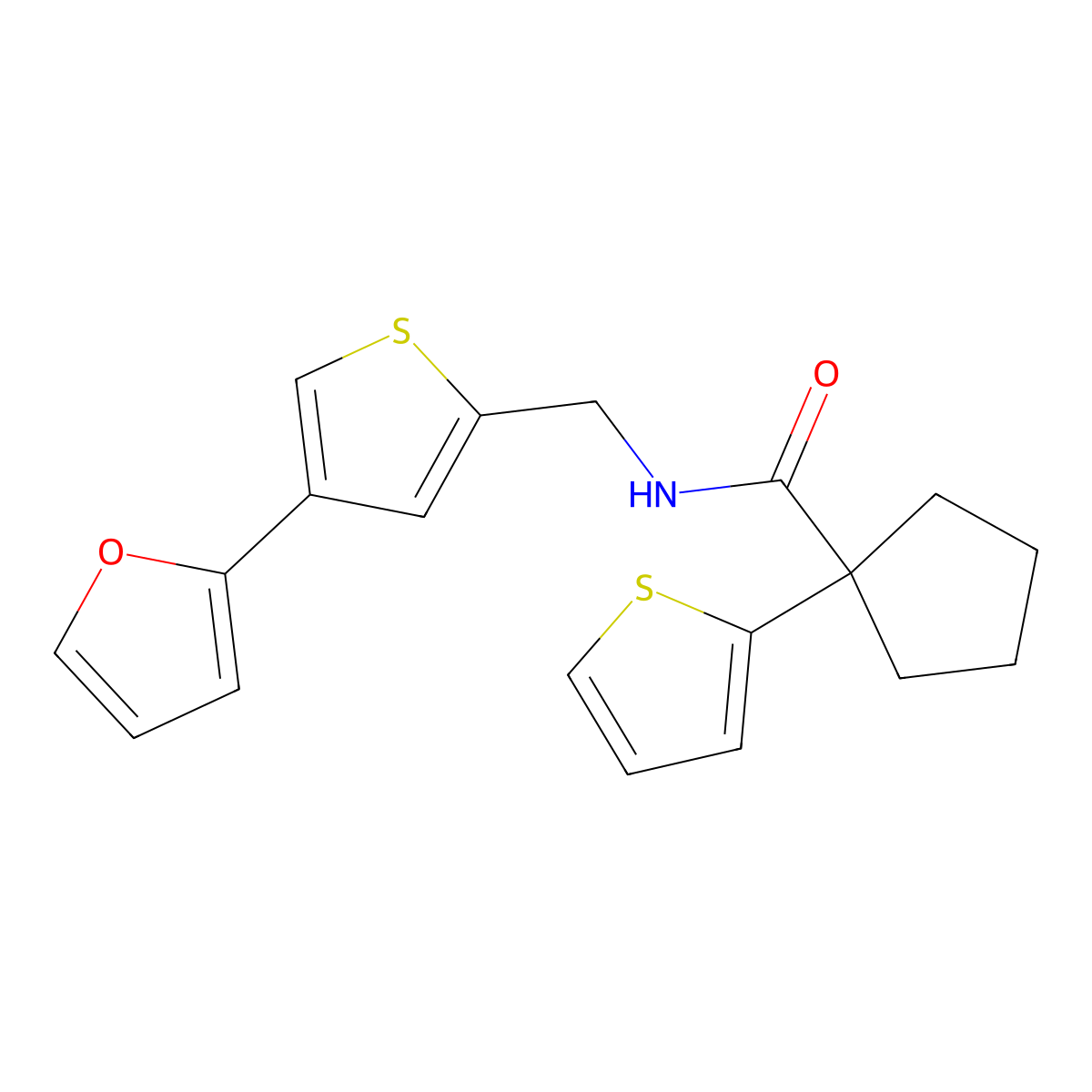 N-{[4-(furan-2-yl)thiophen-2-yl]methyl}-1-(thiophen-2-yl)cyclopentane-1-carboxamide molecular structure, CAS 2379995-83-0