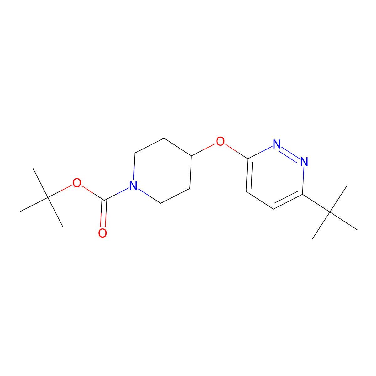 Tert-butyl 4-[(6-tert-butylpyridazin-3-yl)oxy]piperidine-1-carboxylate molecular structure, CAS 2379995-89-6