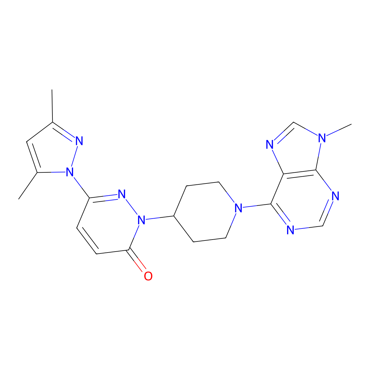 6-(3,5-dimethyl-1H-pyrazol-1-yl)-2-[1-(9-methyl-9H-purin-6-yl)piperidin-4-yl]-2,3-dihydropyridazin-3-one molecular structure, CAS 2379995-94-3