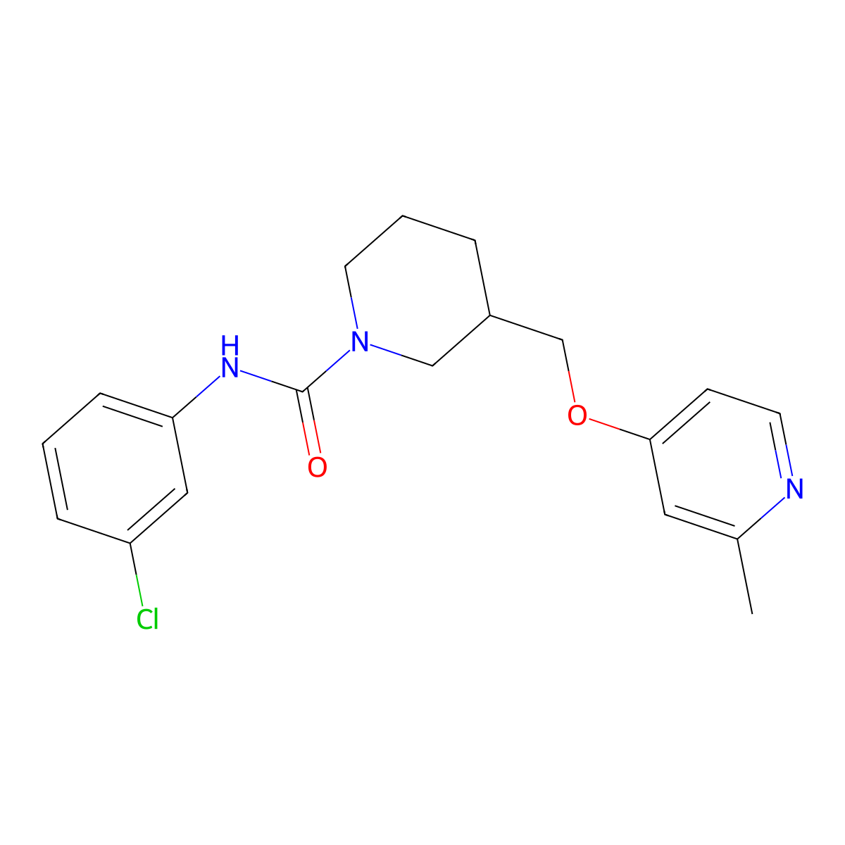 N-(3-chlorophenyl)-3-{[(2-methylpyridin-4-yl)oxy]methyl}piperidine-1-carboxamide molecular structure, CAS 2379995-97-6