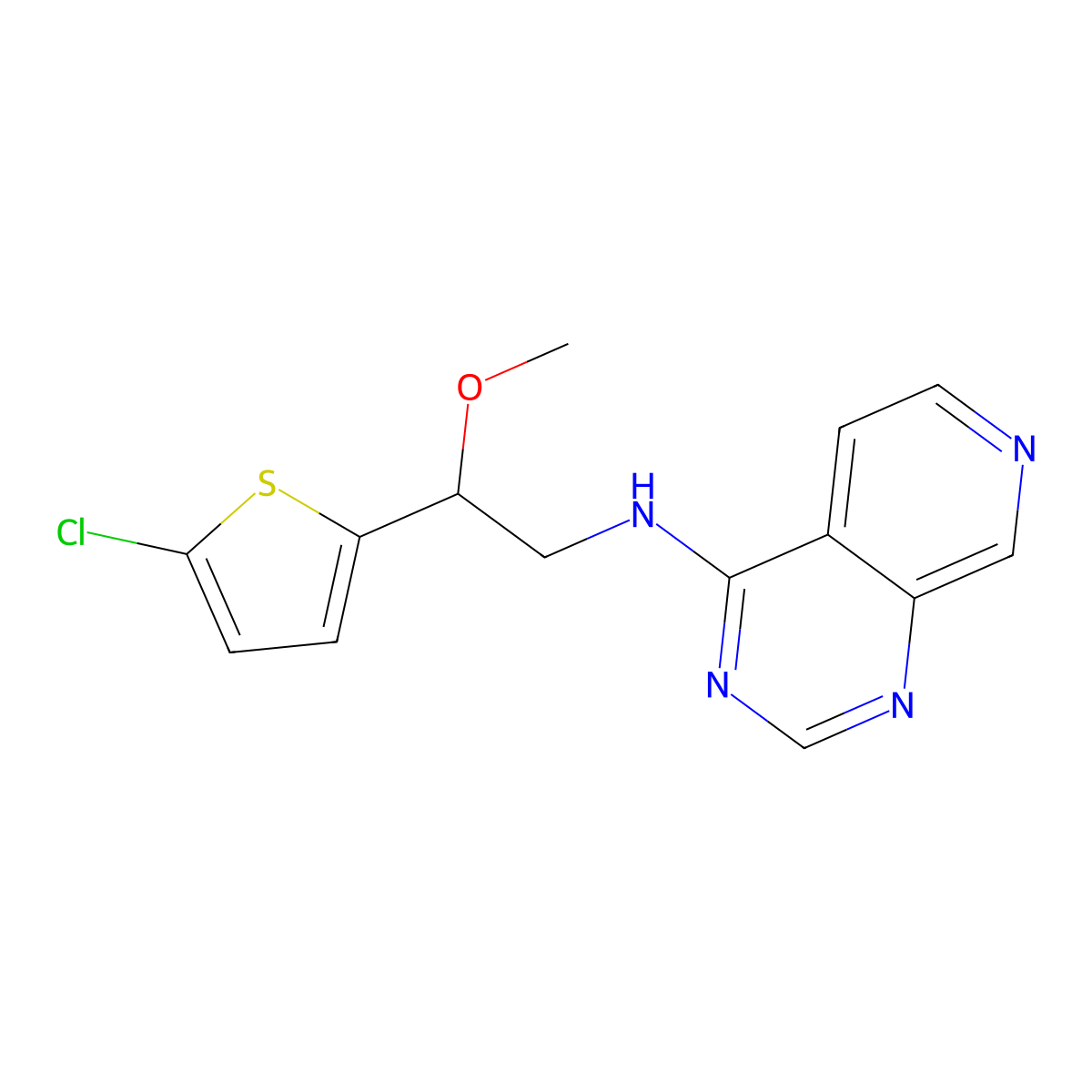N-[2-(5-Chlorothiophen-2-yl)-2-methoxyethyl]pyrido[3,4-d]pyrimidin-4-amine molecular structure, CAS 2379996-07-1
