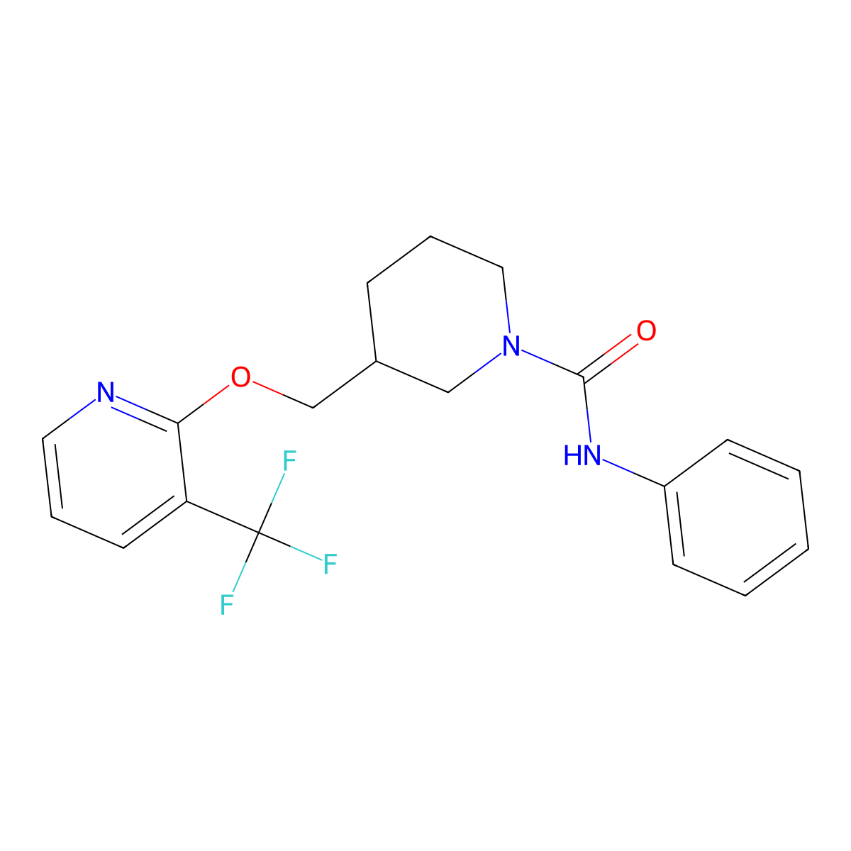 N-phenyl-3-({[3-(trifluoromethyl)pyridin-2-yl]oxy}methyl)piperidine-1-carboxamide molecular structure, CAS 2379996-08-2