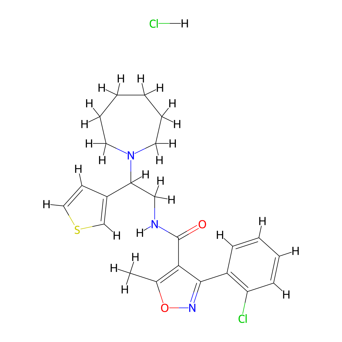 N-[2-(azepan-1-yl)-2-(thiophen-3-yl)ethyl]-3-(2-chlorophenyl)-5-methyl-1,2-oxazole-4-carboxamide hydrochloride molecular structure, CAS 2379996-09-3