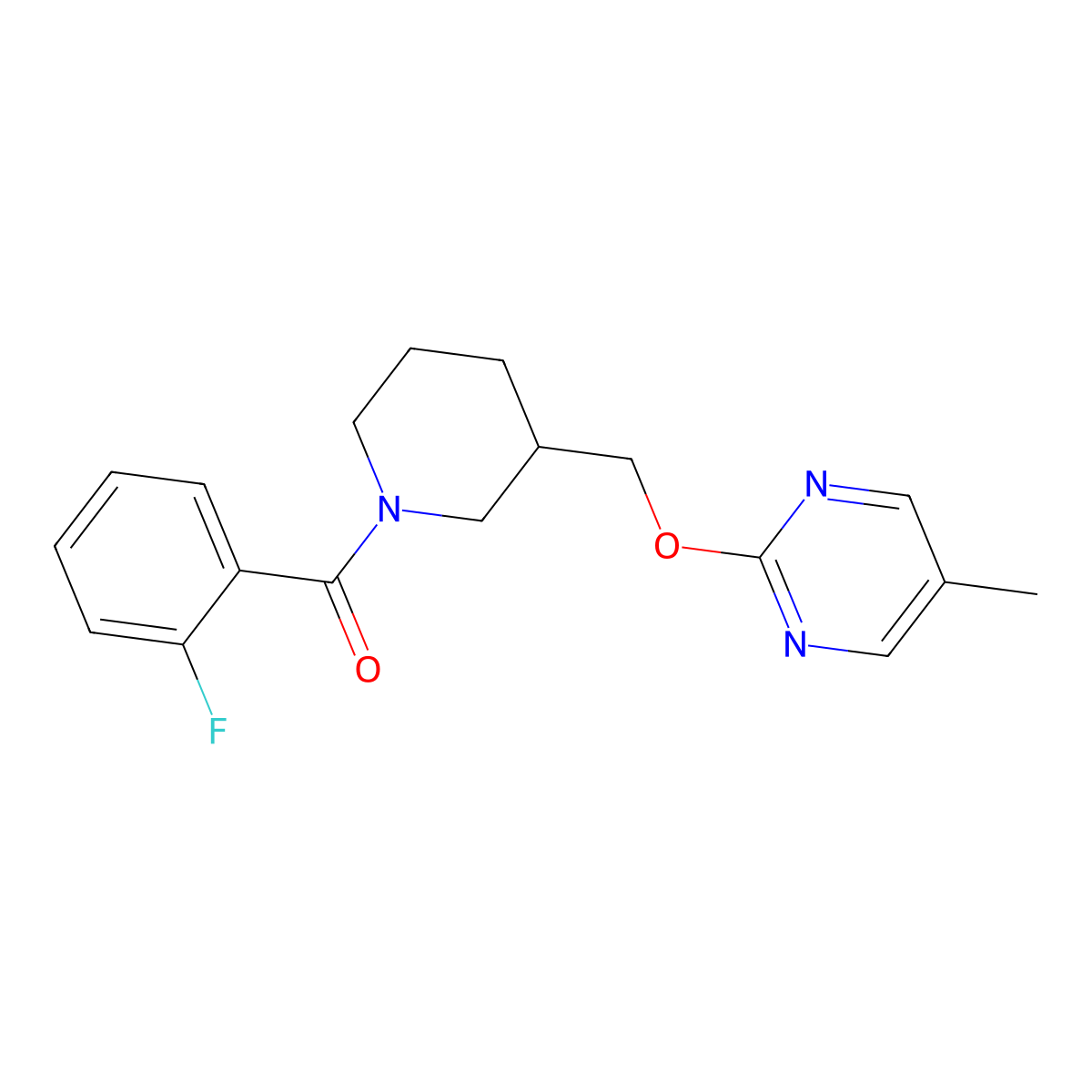 2-{[1-(2-Fluorobenzoyl)piperidin-3-yl]methoxy}-5-methylpyrimidine molecular structure, CAS 2379996-11-7