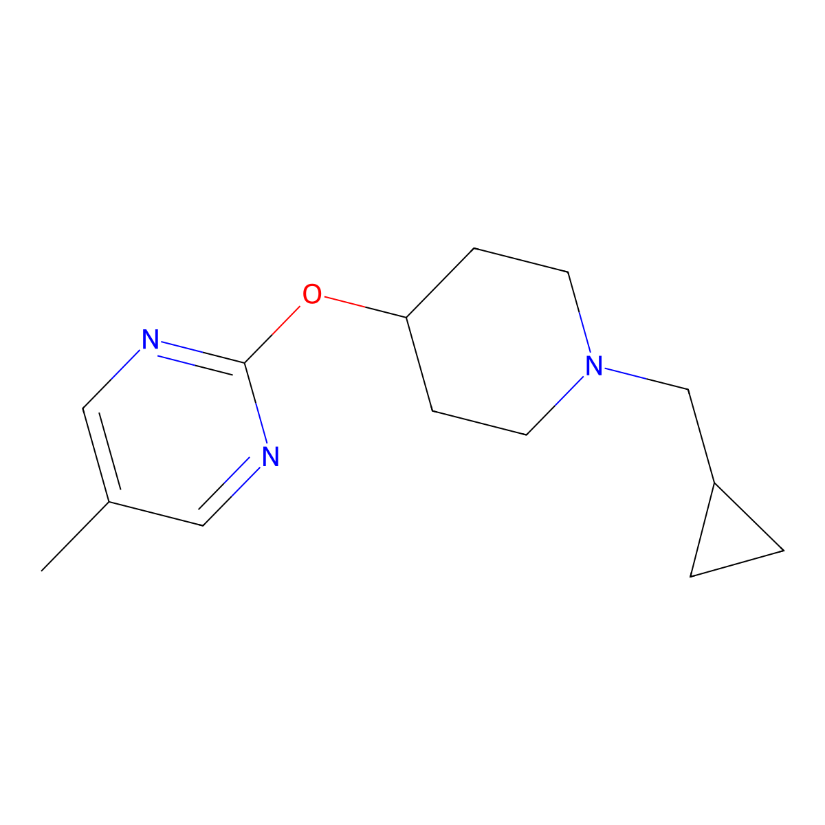 2-{[1-(Cyclopropylmethyl)piperidin-4-yl]oxy}-5-methylpyrimidine molecular structure, CAS 2379996-12-8