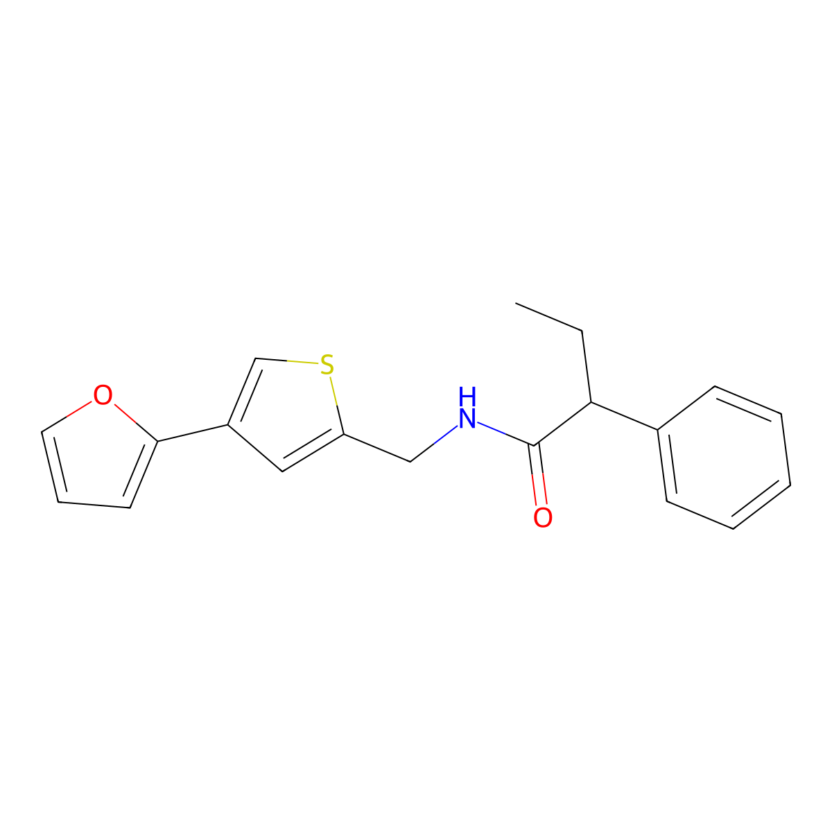 N-{[4-(furan-2-yl)thiophen-2-yl]methyl}-2-phenylbutanamide molecular structure, CAS 2379996-13-9