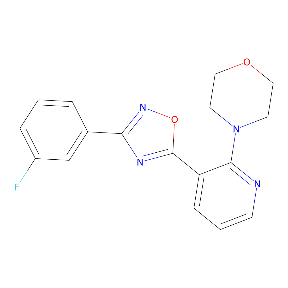 4-{3-[3-(3-Fluorophenyl)-1,2,4-oxadiazol-5-yl]pyridin-2-yl}morpholine molecular structure, CAS 2379996-15-1