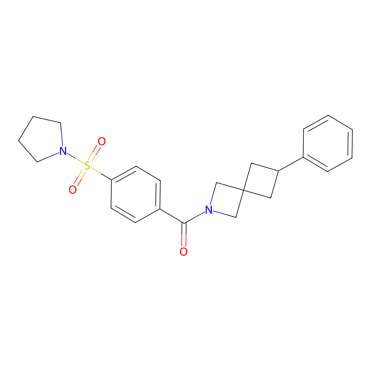 6-Phenyl-2-[4-(pyrrolidine-1-sulfonyl)benzoyl]-2-azaspiro[3.3]heptane molecular structure, CAS 2379996-22-0