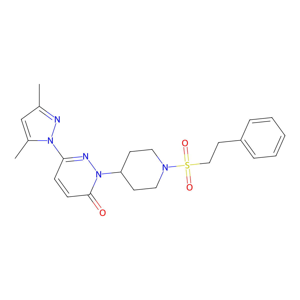 6-(3,5-dimethyl-1H-pyrazol-1-yl)-2-[1-(2-phenylethanesulfonyl)piperidin-4-yl]-2,3-dihydropyridazin-3-one molecular structure, CAS 2379996-24-2