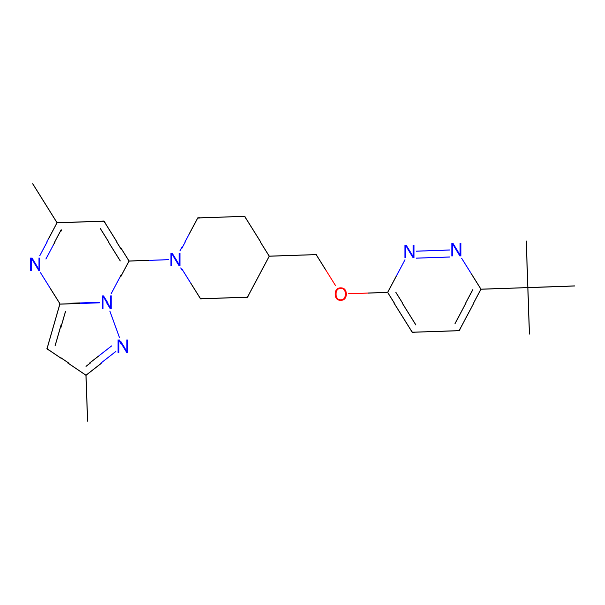 3-Tert-butyl-6-[(1-{2,5-dimethylpyrazolo[1,5-a]pyrimidin-7-yl}piperidin-4-yl)methoxy]pyridazine molecular structure, CAS 2379996-26-4