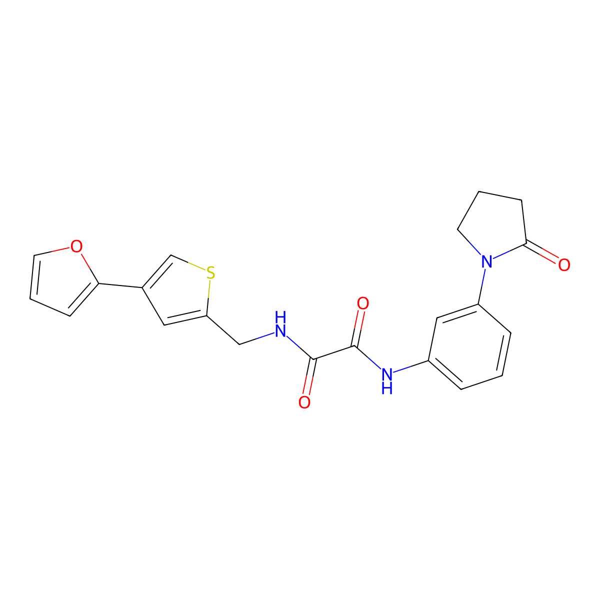N-{[4-(furan-2-yl)thiophen-2-yl]methyl}-N'-[3-(2-oxopyrrolidin-1-yl)phenyl]ethanediamide molecular structure, CAS 2379996-27-5