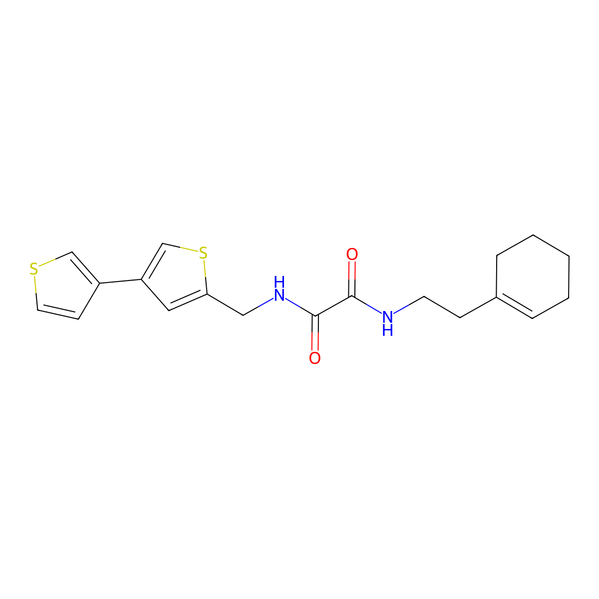 N-({[3,3'-bithiophene]-5-yl}methyl)-N'-[2-(cyclohex-1-en-1-yl)ethyl]ethanediamide molecular structure, CAS 2379996-32-2