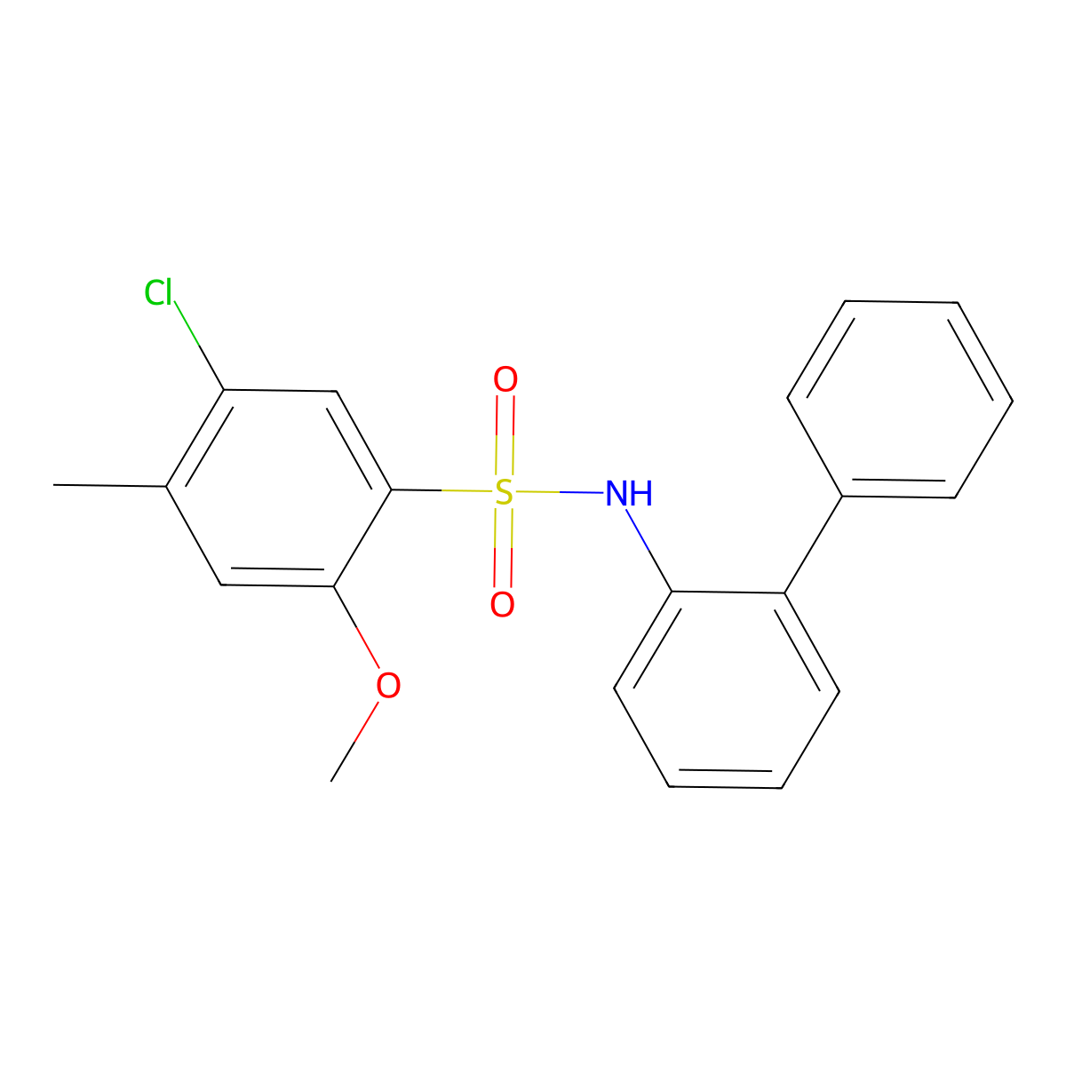 N-{[1,1'-biphenyl]-2-yl}-5-chloro-2-methoxy-4-methylbenzene-1-sulfonamide molecular structure, CAS 2379996-45-7