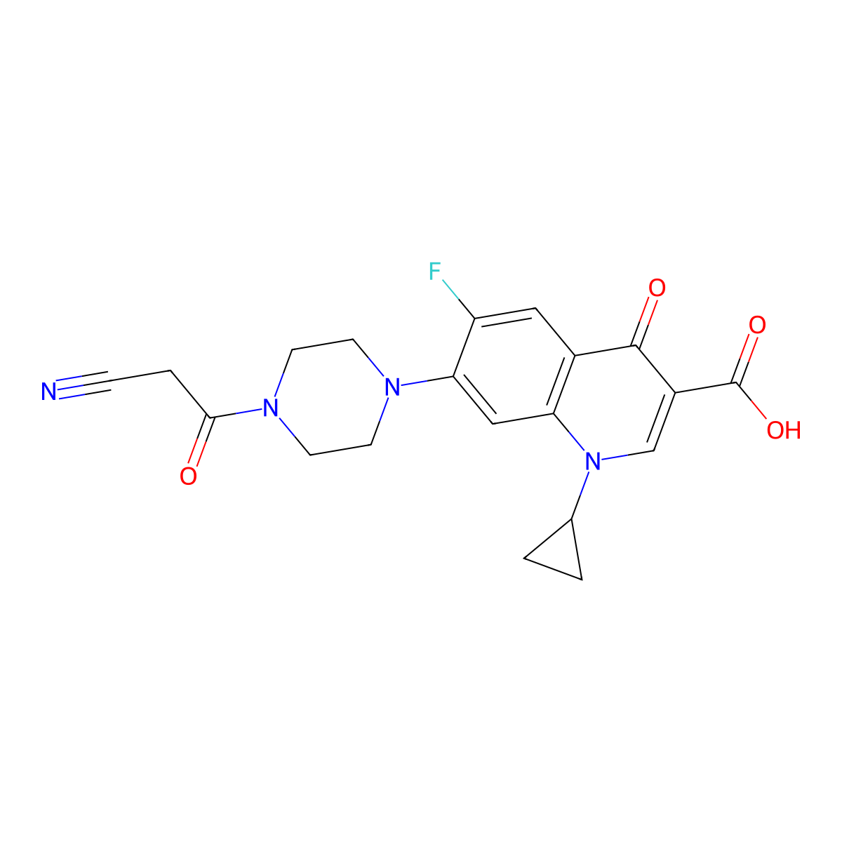 7-[4-(2-Cyanoacetyl)piperazin-1-yl]-1-cyclopropyl-6-fluoro-4-oxoquinoline-3-carboxylic acid molecular structure, CAS 2379996-46-8