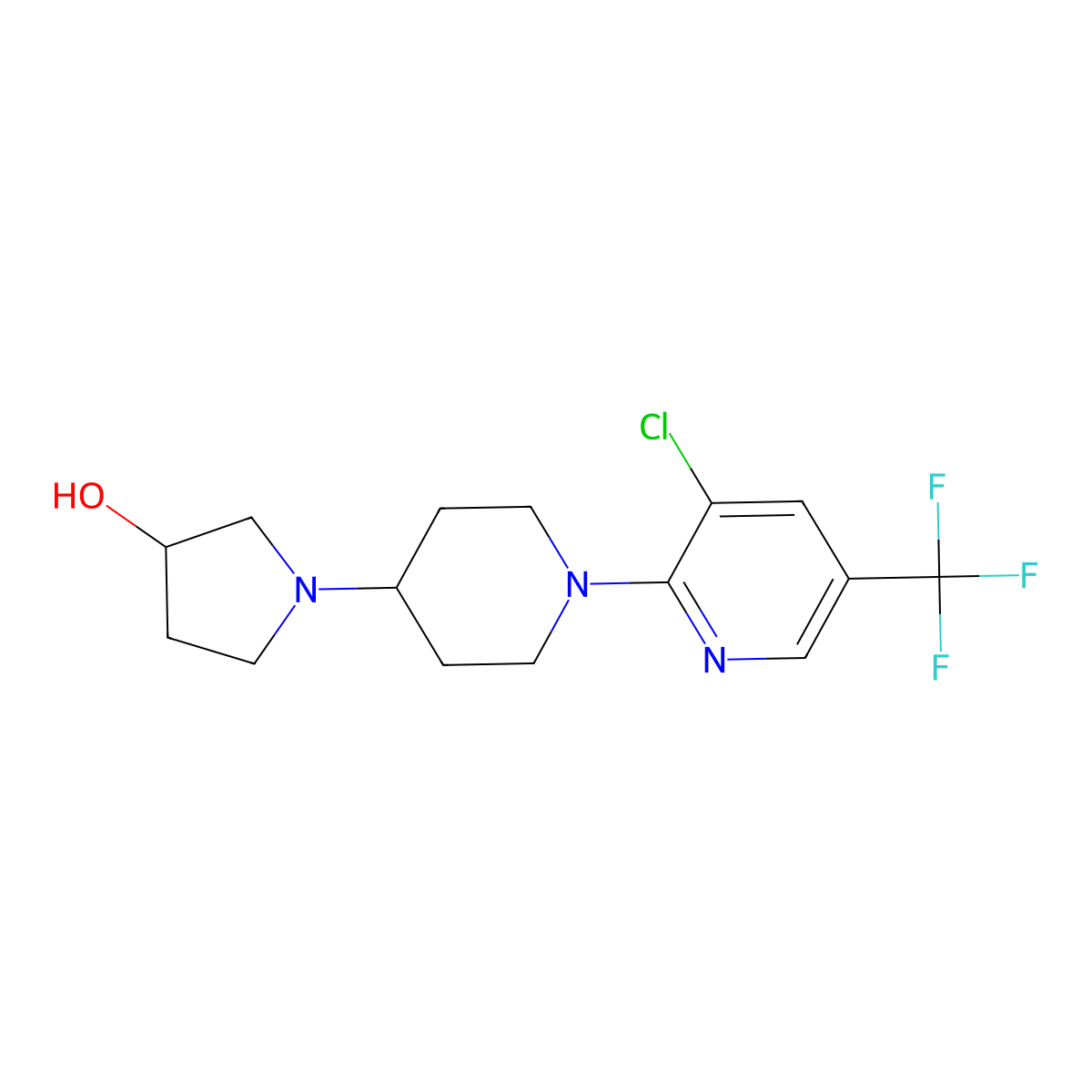 1-{1-[3-Chloro-5-(trifluoromethyl)pyridin-2-yl]piperidin-4-yl}pyrrolidin-3-ol molecular structure, CAS 2379996-51-5