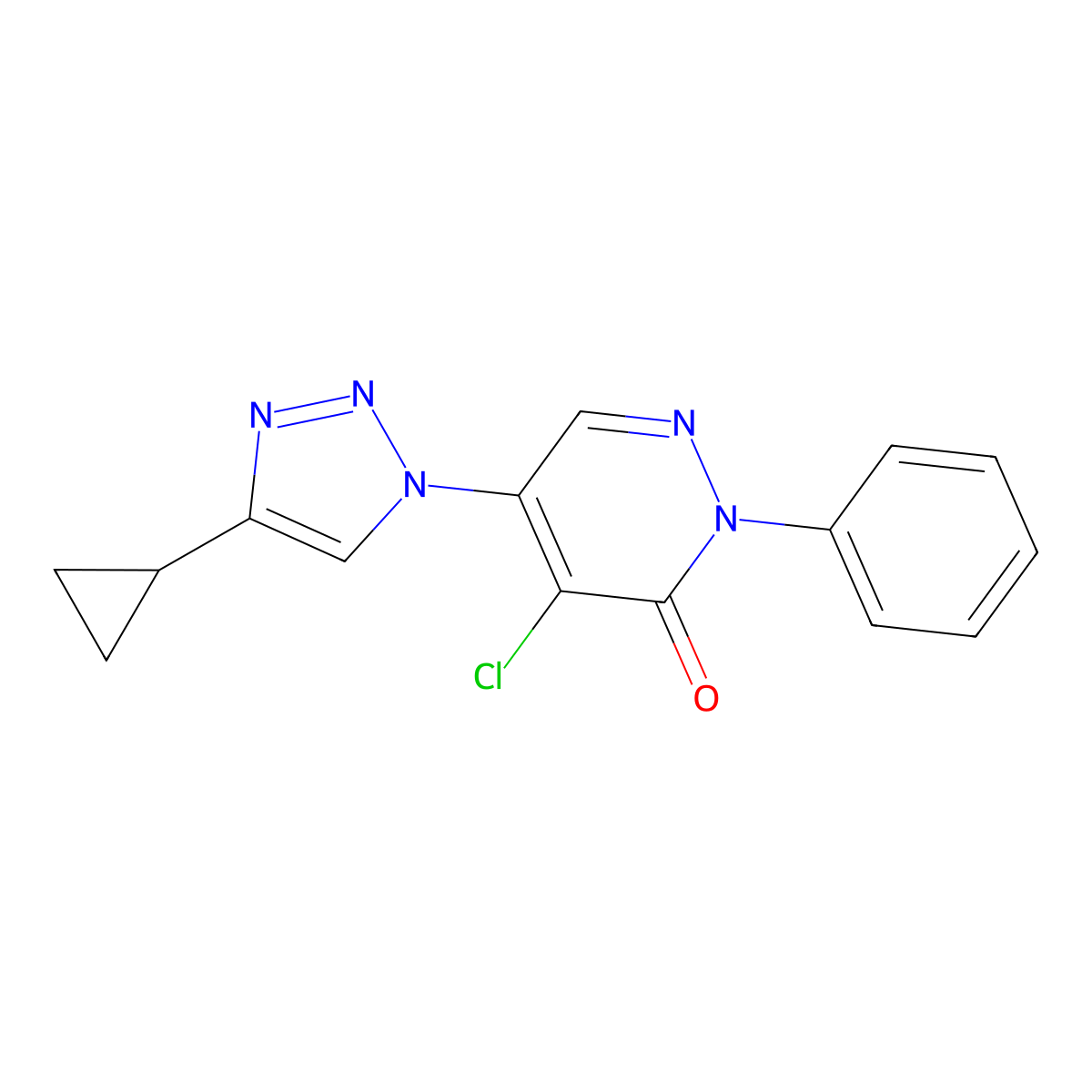 4-chloro-5-(4-cyclopropyl-1H-1,2,3-triazol-1-yl)-2-phenyl-2,3-dihydropyridazin-3-one molecular structure, CAS 2379996-53-7