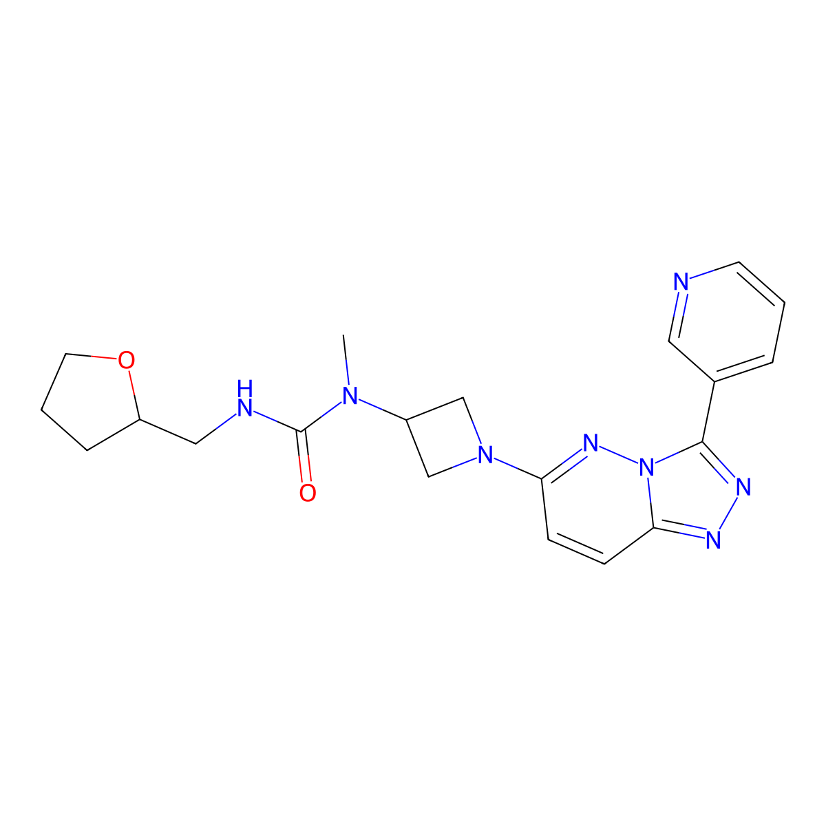 3-Methyl-1-[(oxolan-2-yl)methyl]-3-{1-[3-(pyridin-3-yl)-[1,2,4]triazolo[4,3-b]pyridazin-6-yl]azetidin-3-yl}urea molecular structure, CAS 2379996-54-8