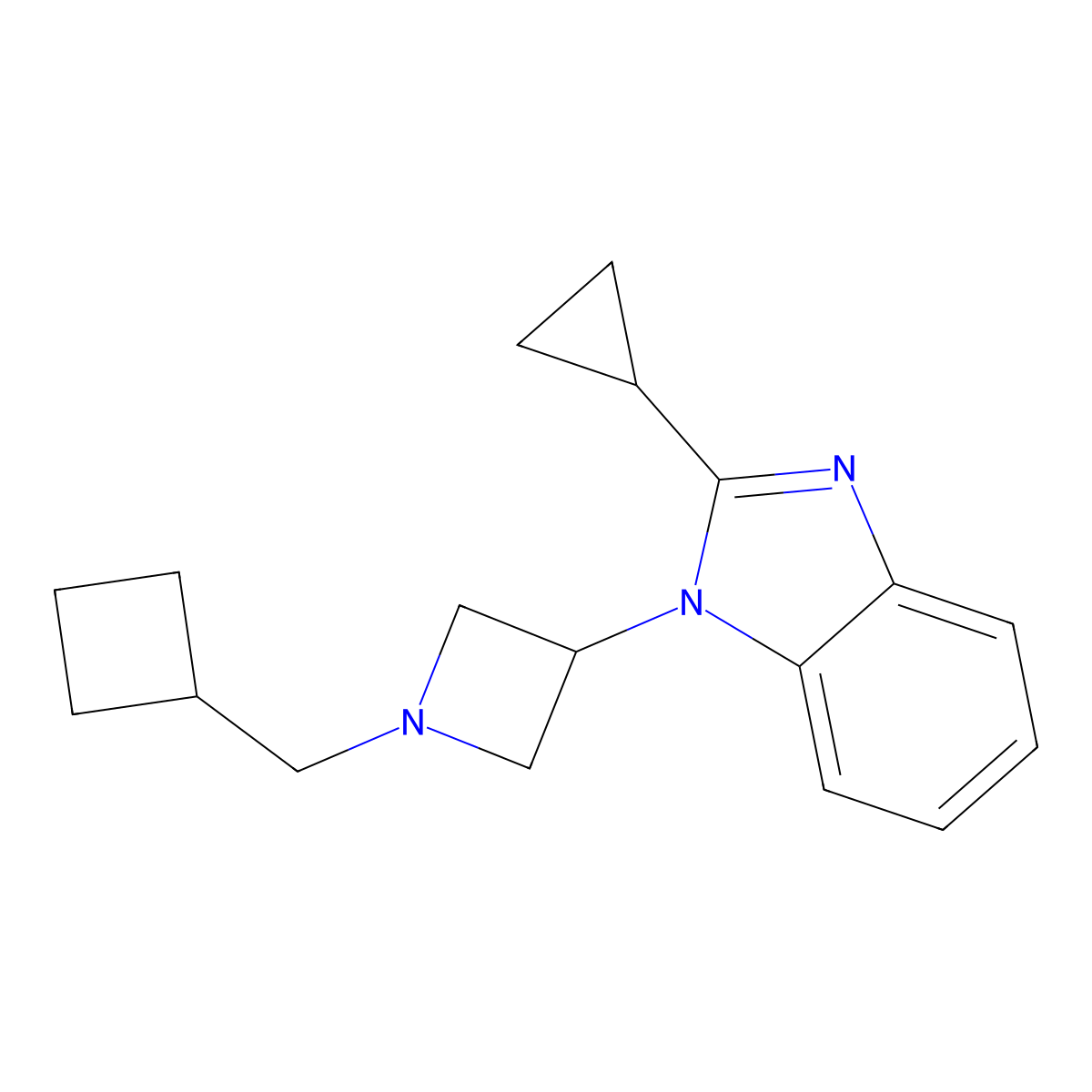 1-[1-(cyclobutylmethyl)azetidin-3-yl]-2-cyclopropyl-1H-1,3-benzodiazole molecular structure, CAS 2379996-61-7