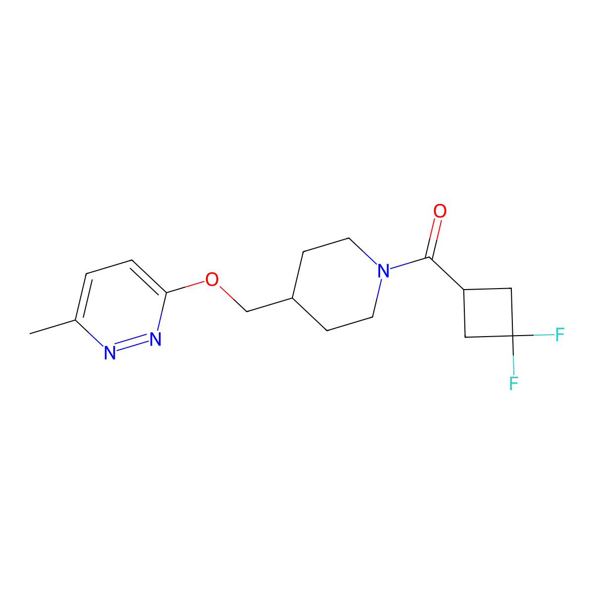 3-{[1-(3,3-Difluorocyclobutanecarbonyl)piperidin-4-yl]methoxy}-6-methylpyridazine molecular structure, CAS 2379996-77-5